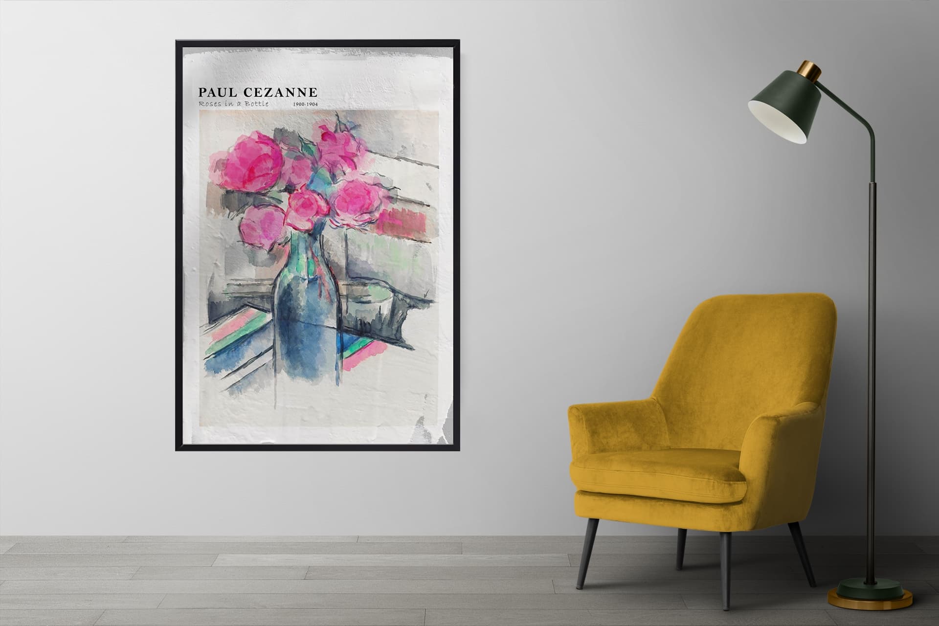 ÇERÇEVELİ BETON ART DOKULU PAUL CEZANNE ROSES