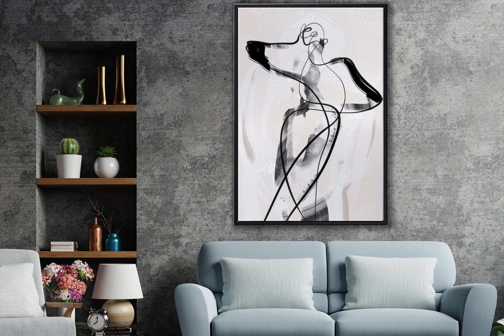 AHŞAP TRAVERTEN DOKULU SOYUT RESIM TABLO, 60X90, 10