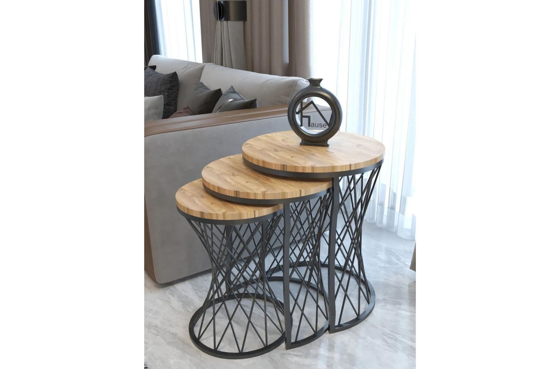 TUBİHOME HASIR C ZİGON SEHPA TAKIMI, MEŞE