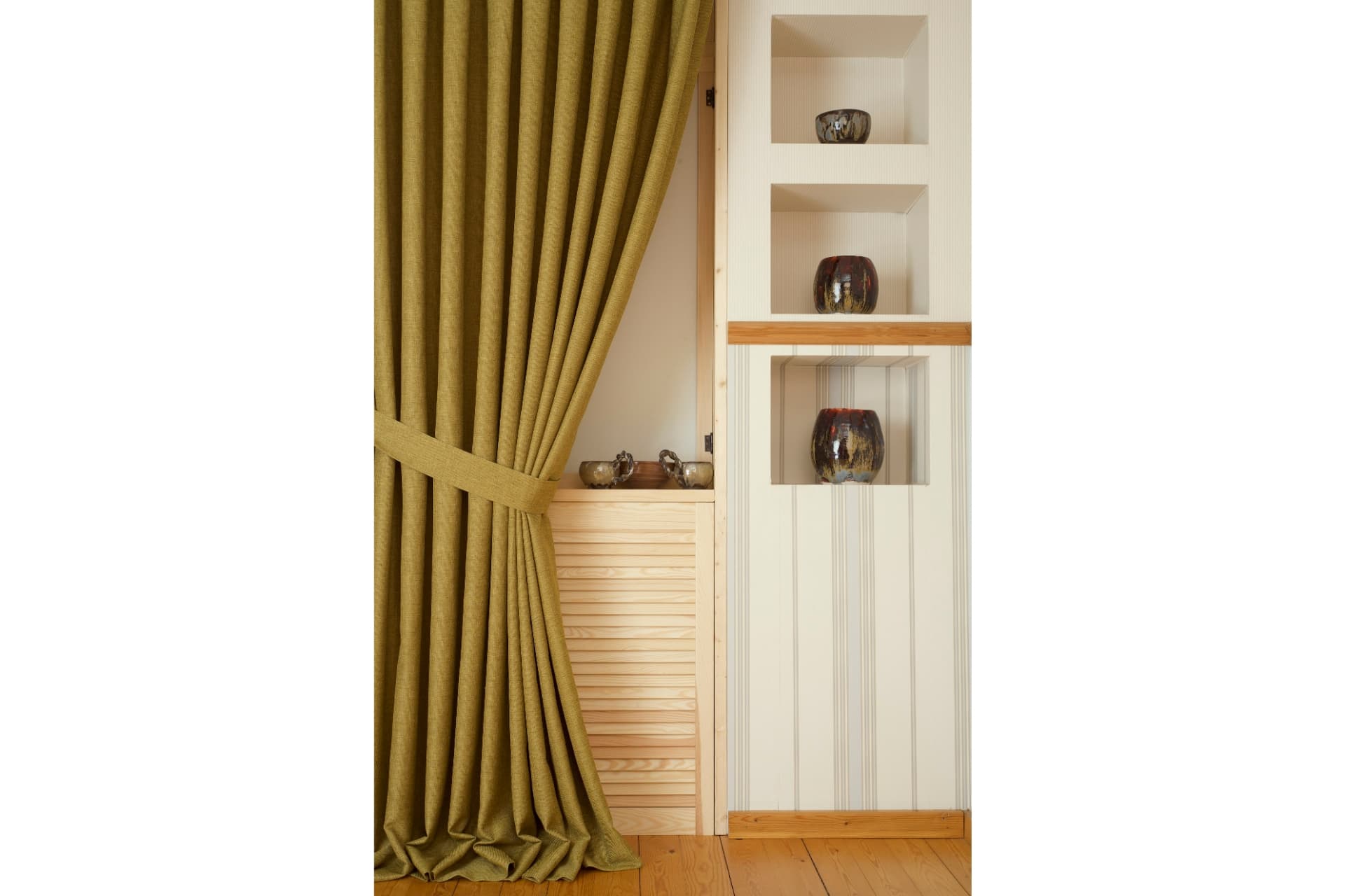 MASSARELLİ FON PERDE KETEN KİVİ YEŞİLİ PİLESİZ 60X260