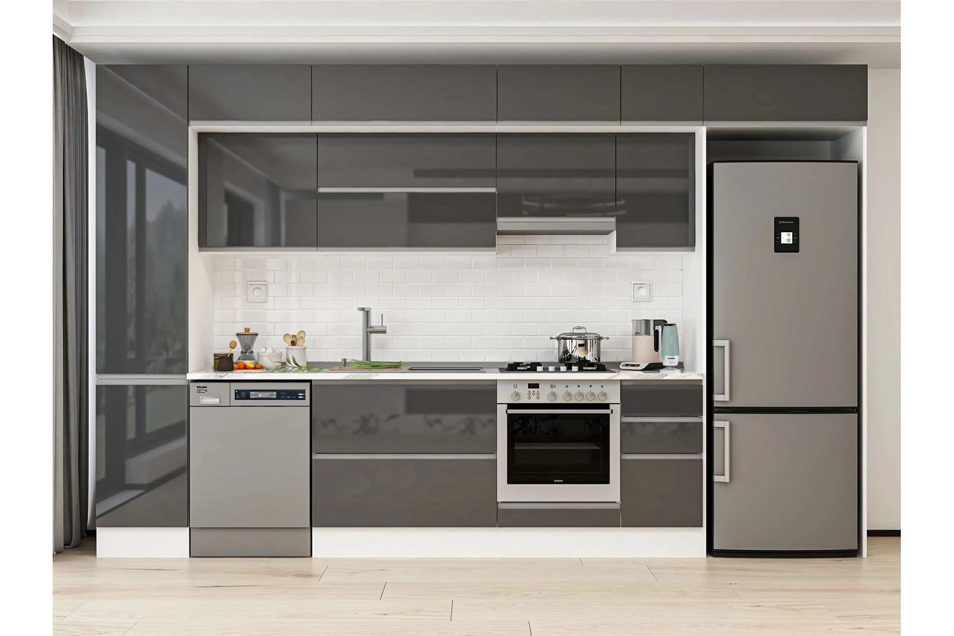 ALVİNKA 375X240 CM MUTFAK DOLABI, MBB E90B45S40 1 ANTRASİT SUNTALAM