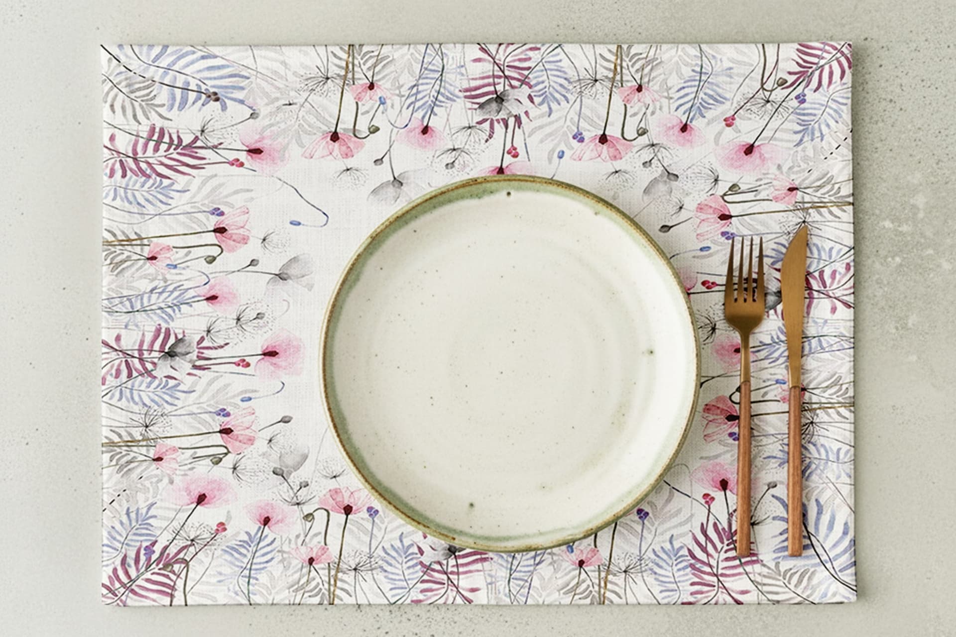 KIR ÇİÇEĞİ PAMUKLU DÖRT ADET AMERİKAN SERVİSİ