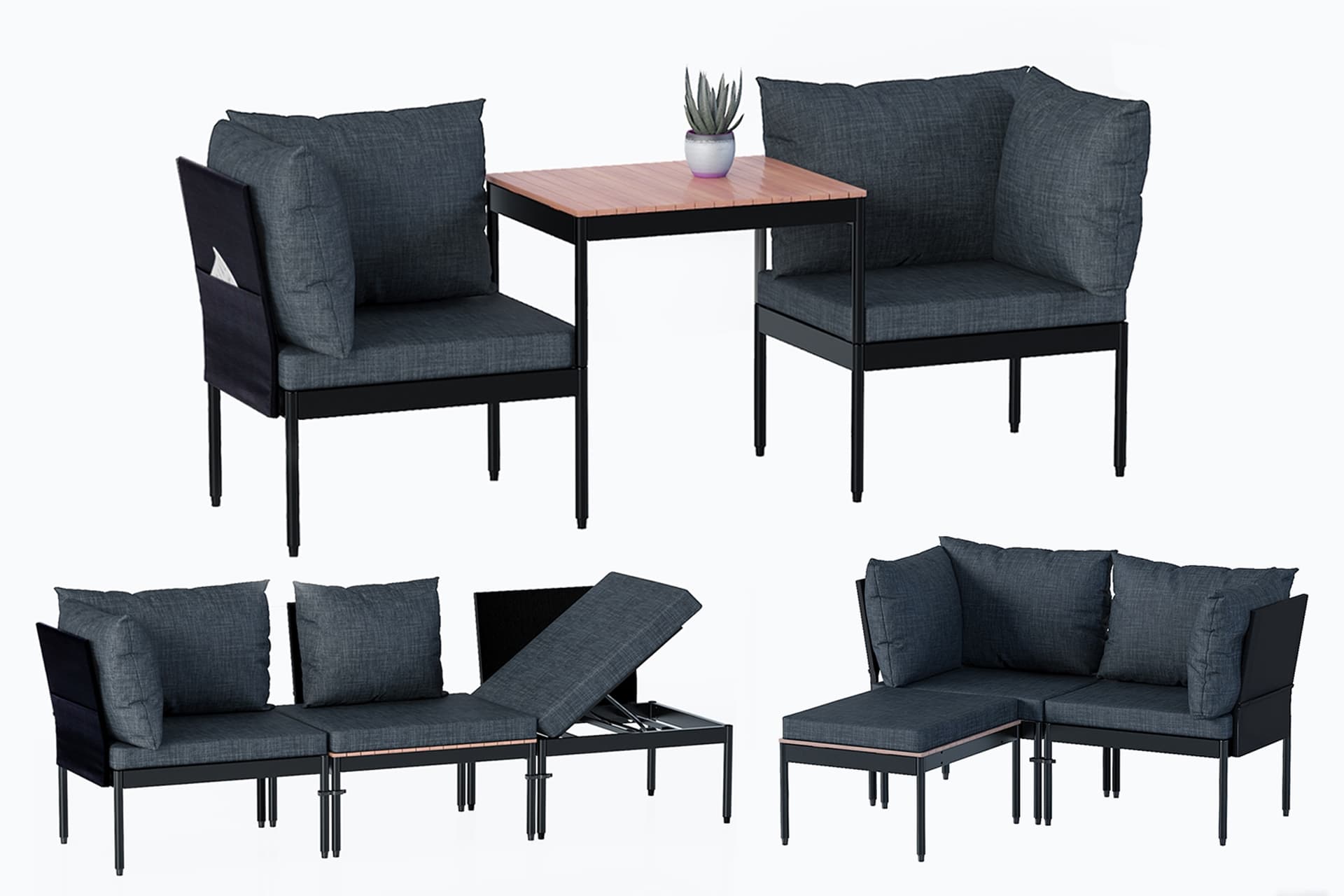 LİMNİ HOME MİNİ MULTİLOUNGE BAHÇE BALKON KOLTUĞU, SİYAH