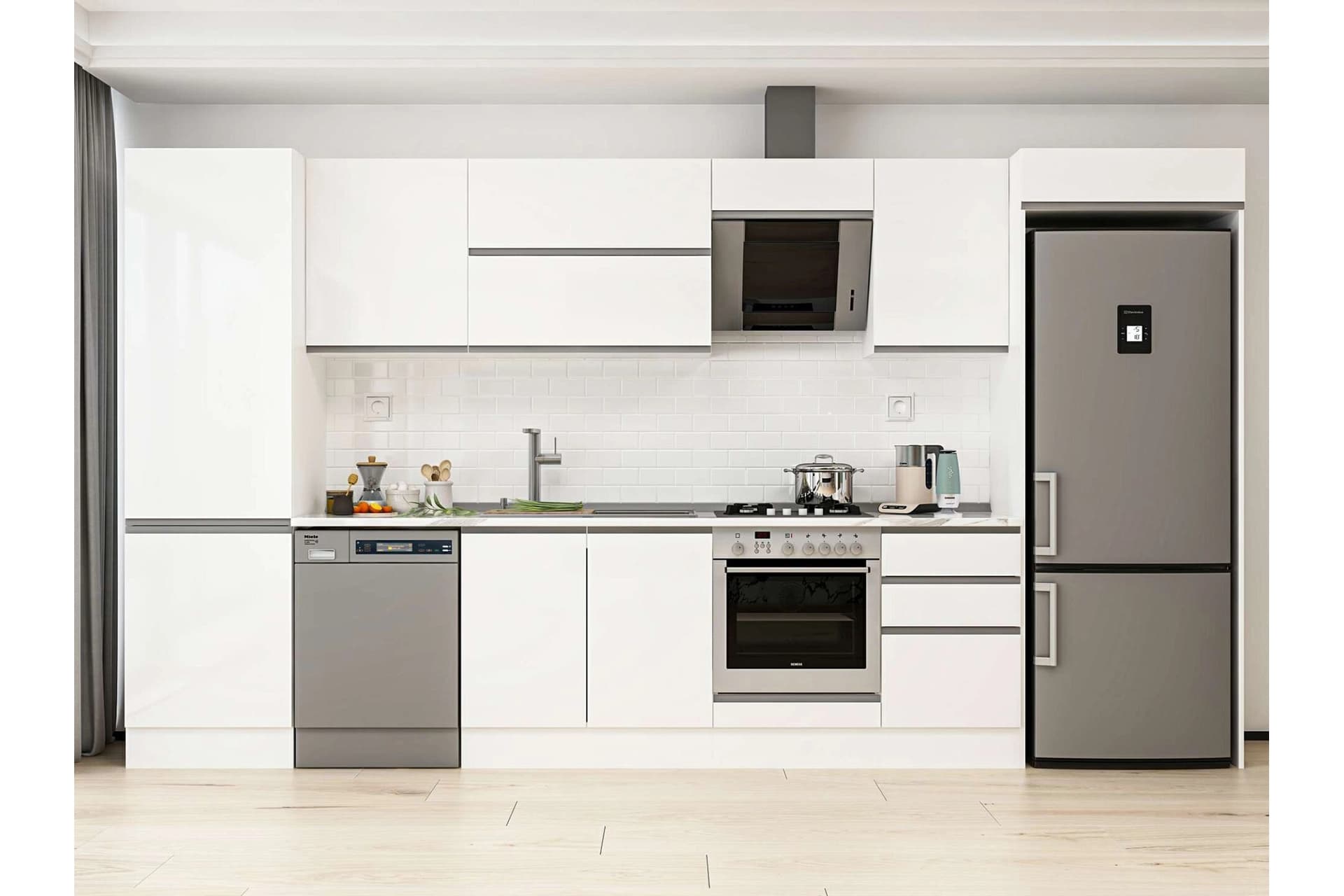 ALVİNKA 400X222 CM MUTFAK DOLABI, MBB E90B60S50 2 BEYAZ SUNTALAM