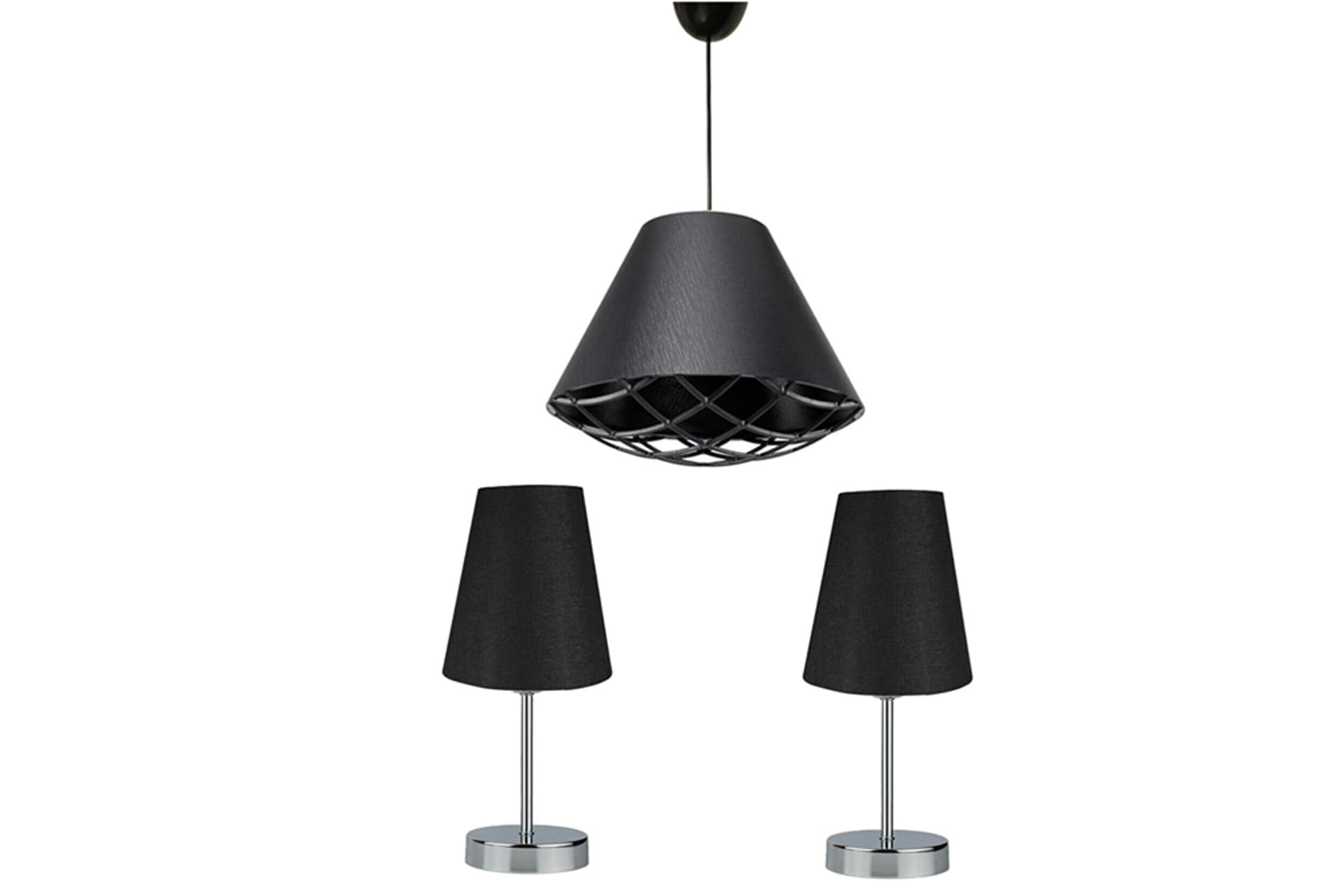EVLİGHT BLACK AVİZE VE ABAJUR SETİ (SİYAH)