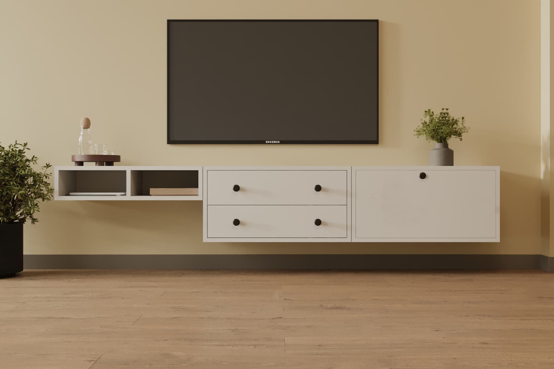 LERON DEKORATİF 2 ÇEKMECE 1 KAPAKLI TV KONSOLU UZUN ÖMÜRLÜ SALON/OTURMA ODASI ORGANİZERİ MST TVT 1039