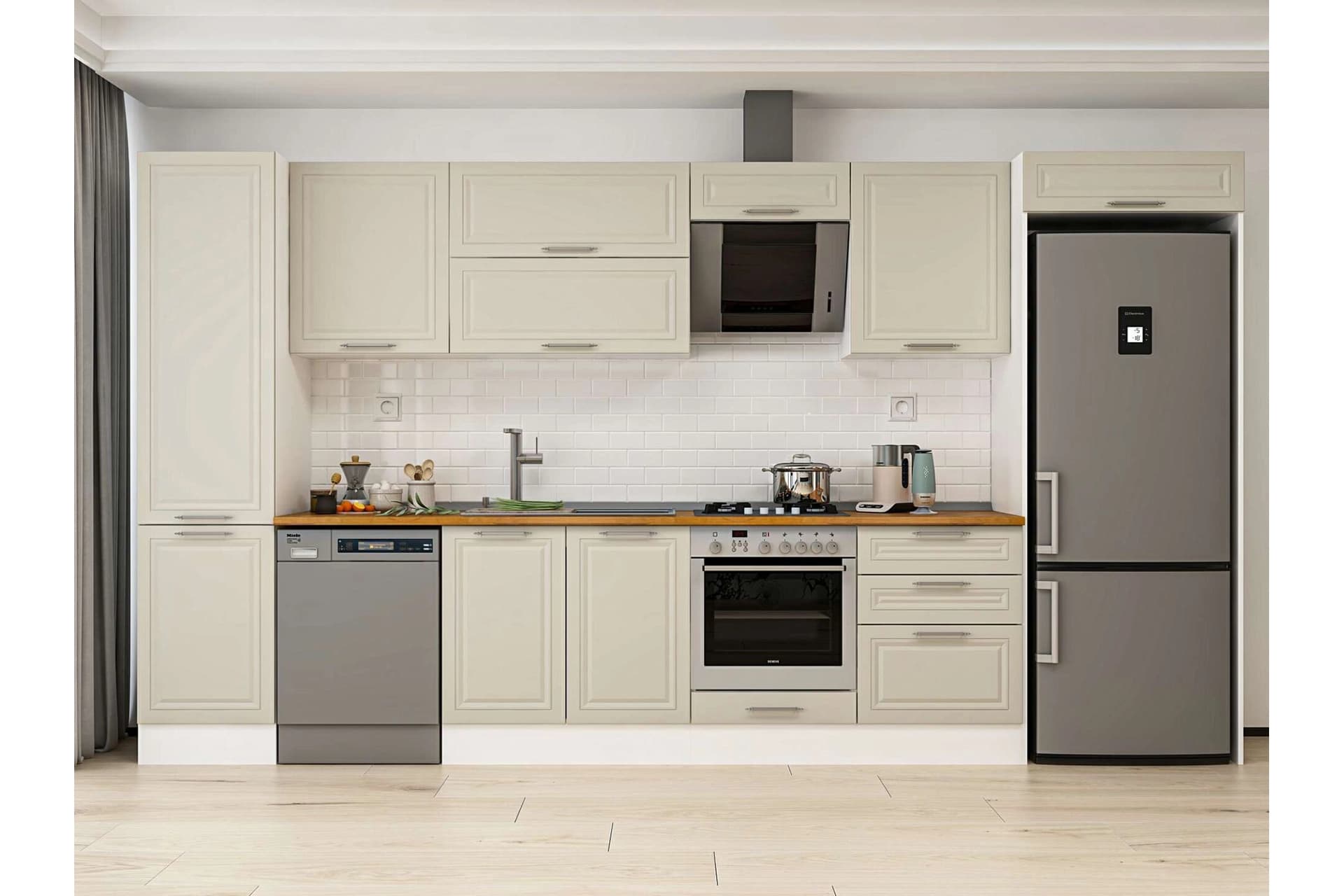 ALVİNKA 390X222 CM KLASİK MEBRAN MUTFAK DOLABI, MBB E80B50S60 2 MEBRAN KUMTAŞI SUNTALAM