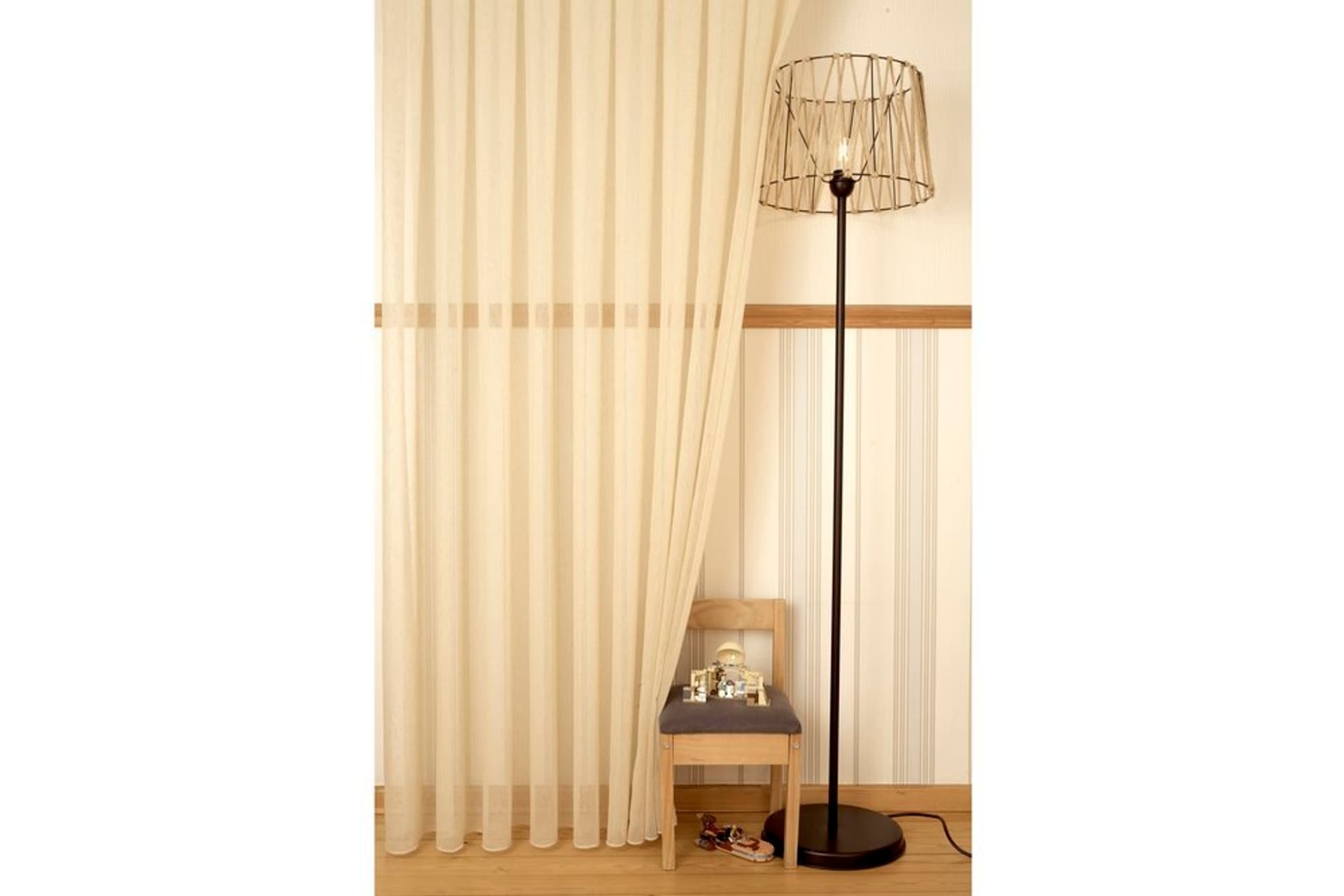 KIRÇILLI KETEN TÜL KOYU BUĞDAY RENGİ PİLESİZ 100X260
