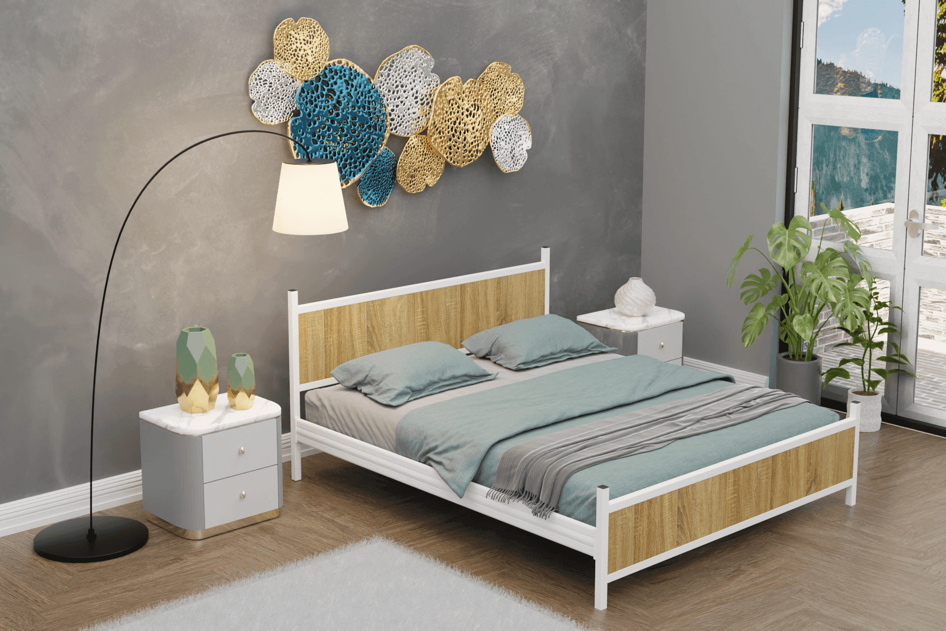 GM ÇİFT KİŞİLİK KARYOLA, BEYAZ ATLANTİK ÇAM, 160X200