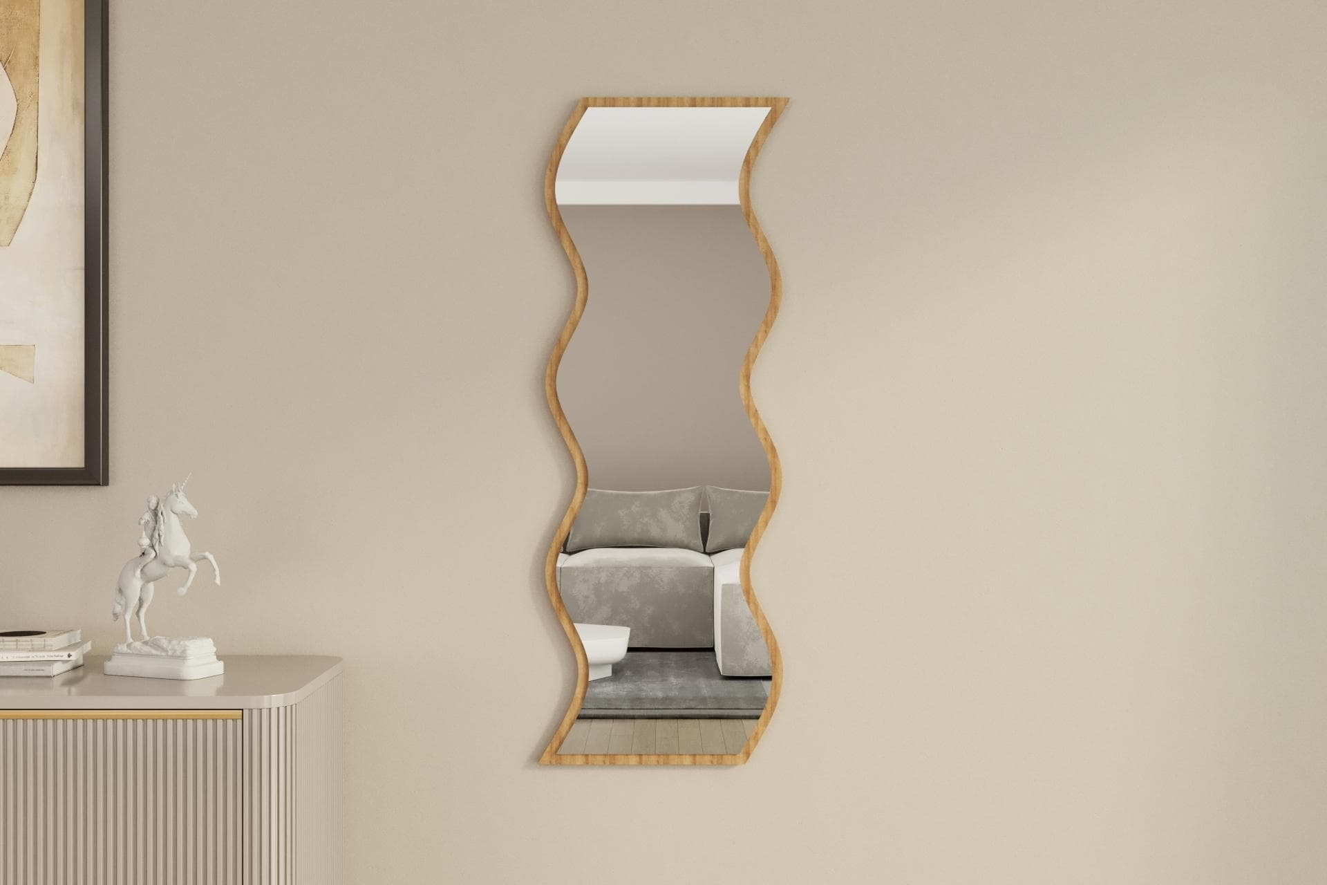 MONEAYNA SAFİ DEKORATİF BOY AYNASI, NATURAL