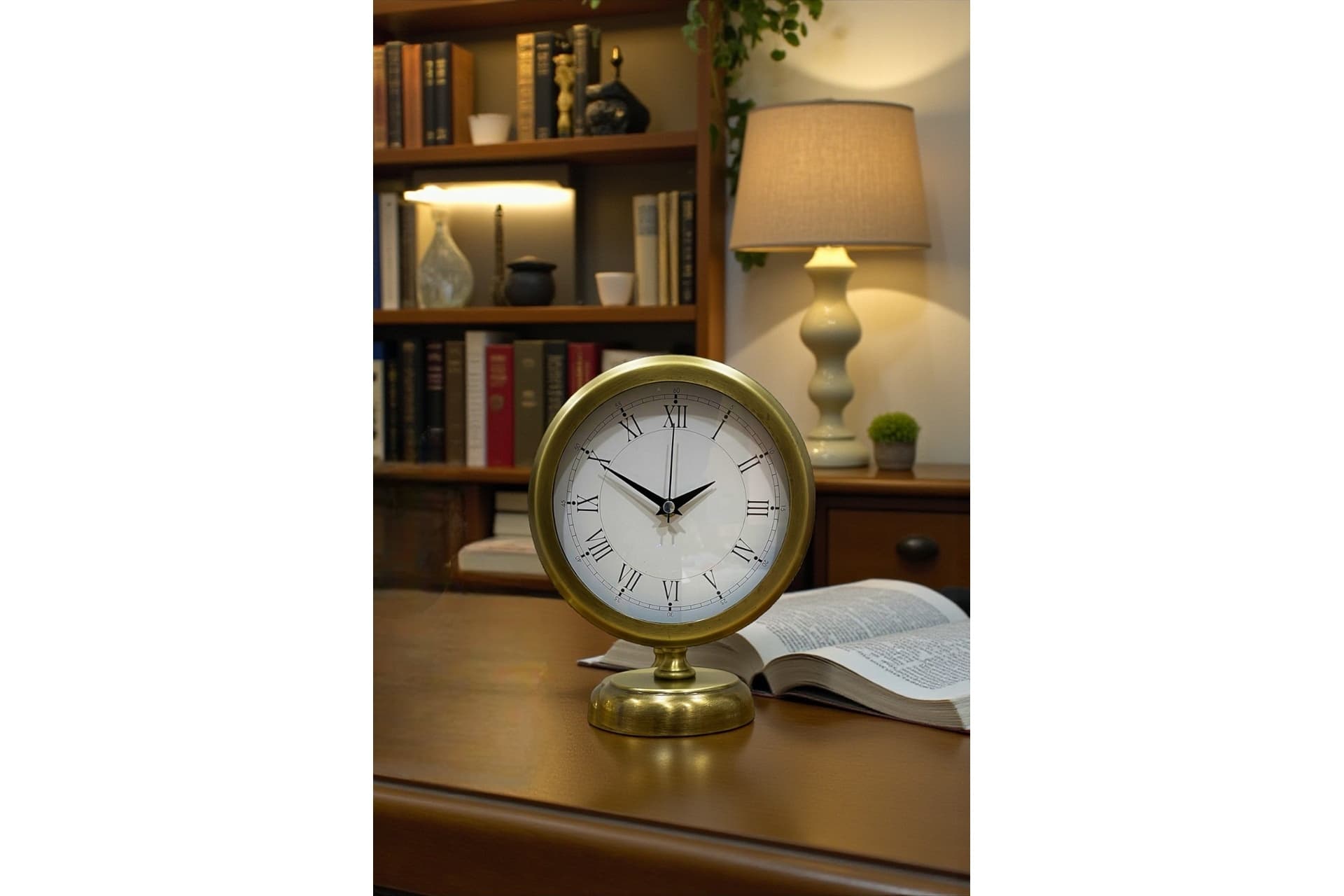 RETRO ESKİTME METAL MASA SAATİ 25X20 CM