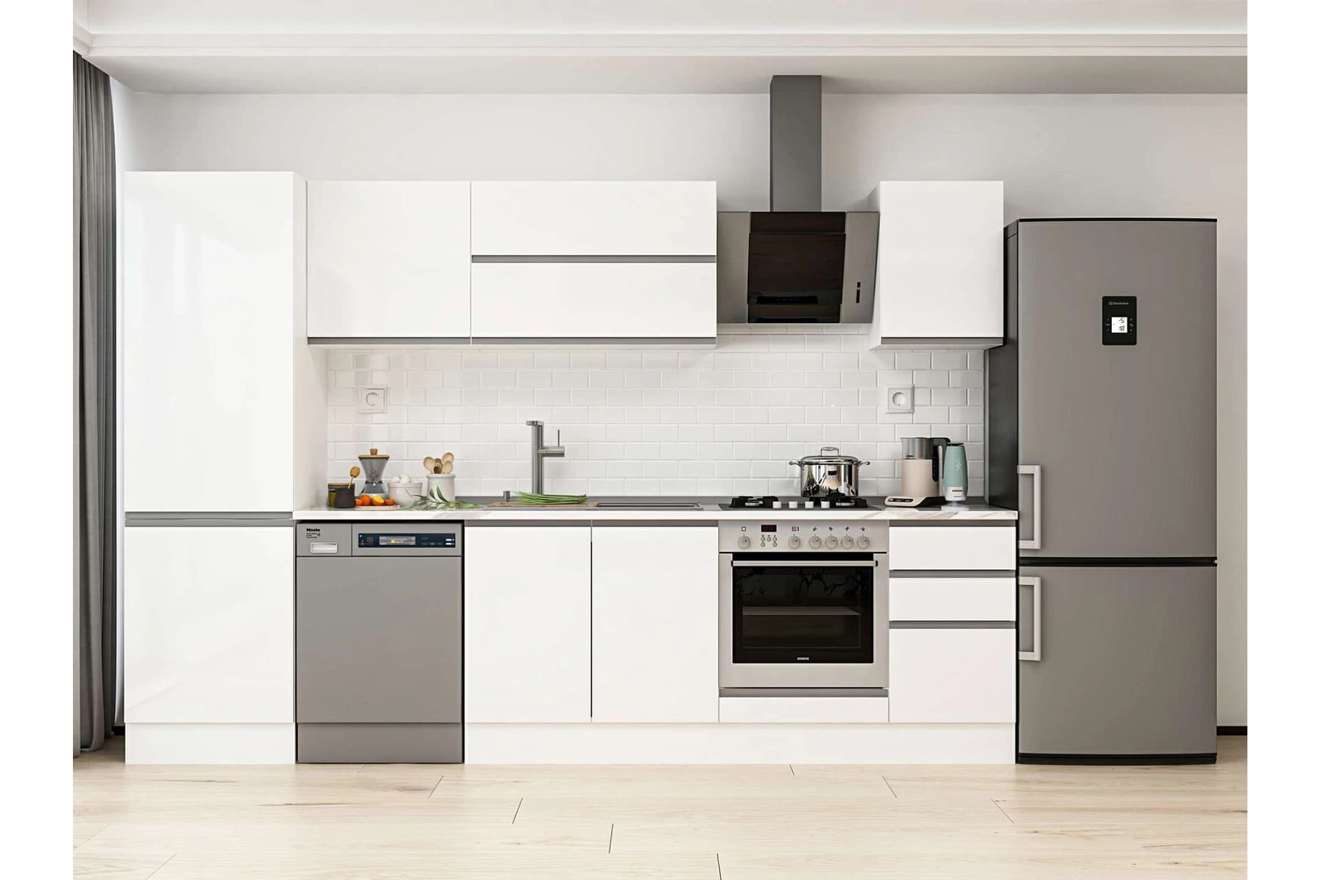 ALVİNKA 305X210 CM MUTFAK DOLABI, MB E80B60S45 2 BEYAZ SUNTALAM