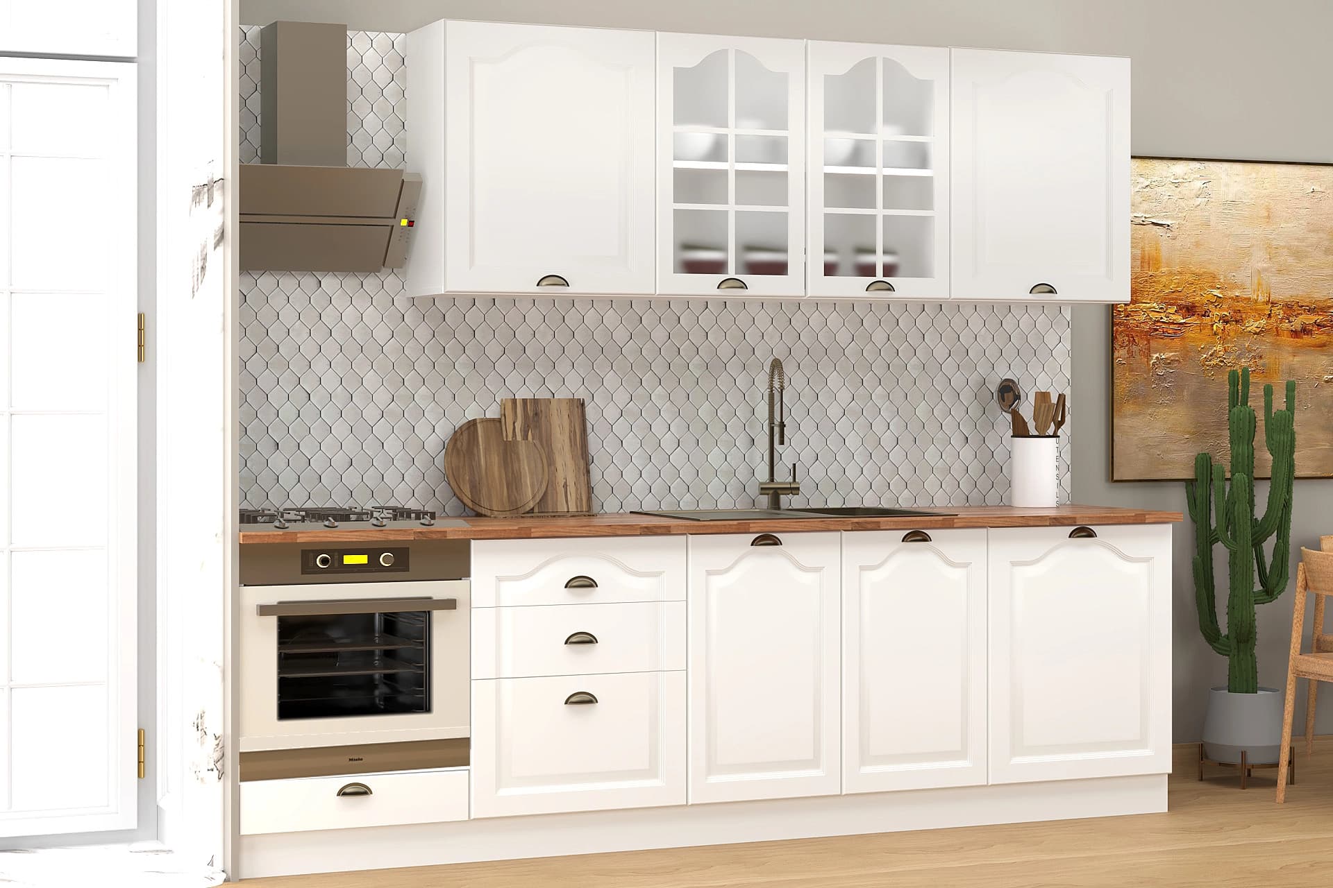 GREENA WHİTE TEZGAHLI MDF HAZIR MUTFAK DOLABI, 270 CM