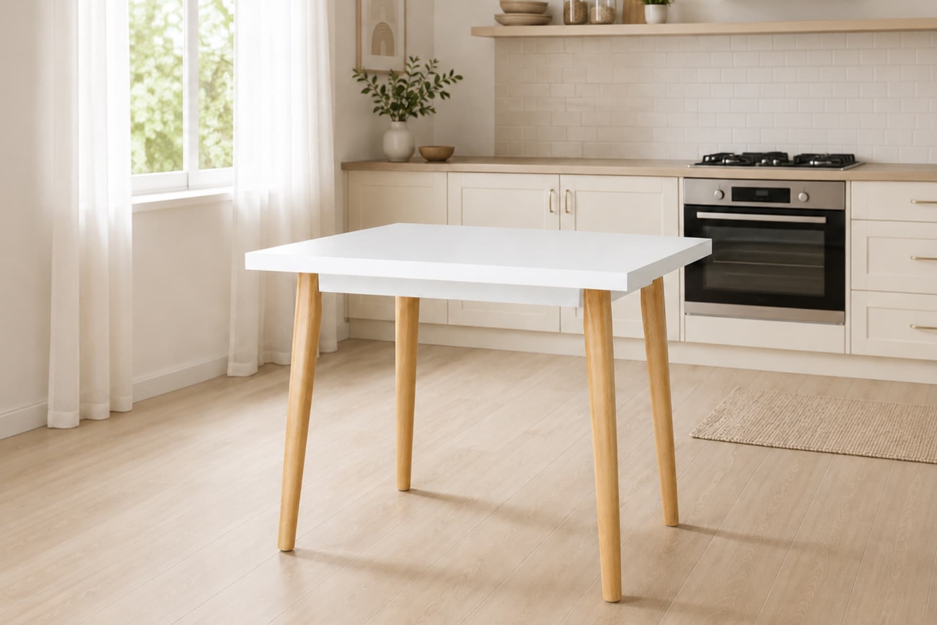 AVANOS MDF SABİT MUTFAK MASASI, 60X90 CM, BEYAZ NATUREL