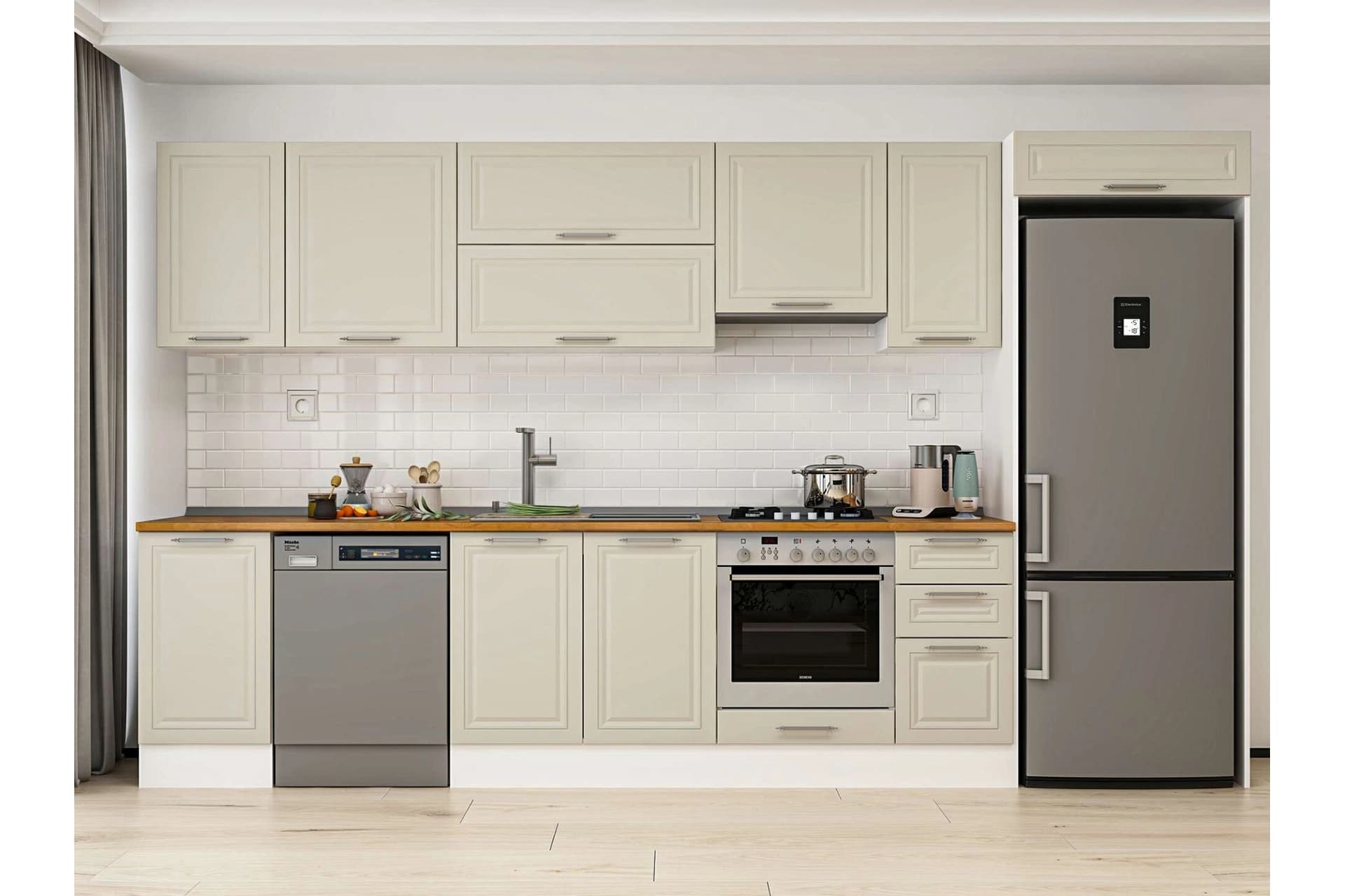 ALVİNKA 365X222 CM KLASİK MEBRAN MUTFAK DOLABI, MB E80S45S40 1 MEBRAN KUMTAŞI SUNTALAM
