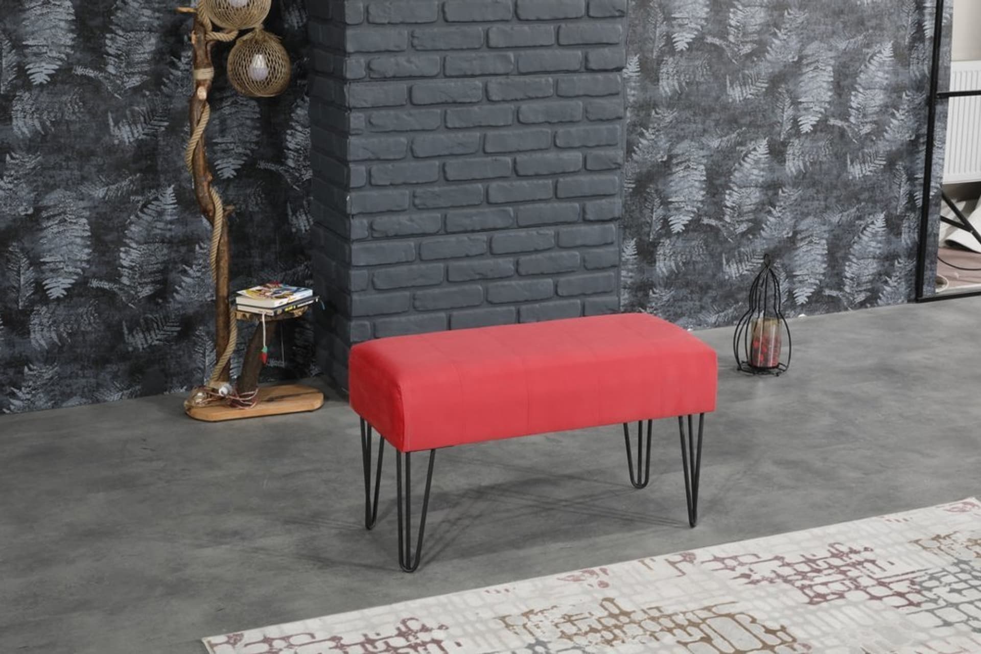 İREM METAL AYAKLI LÜX KAPİTONESİZ PUF NAR ÇİÇEĞİ
