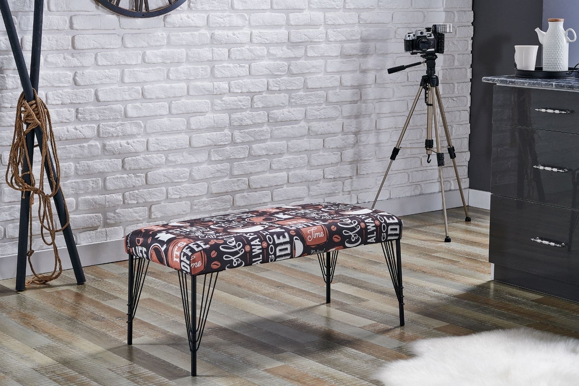LOTUS DESENLİ BENCH, METAL AYAK