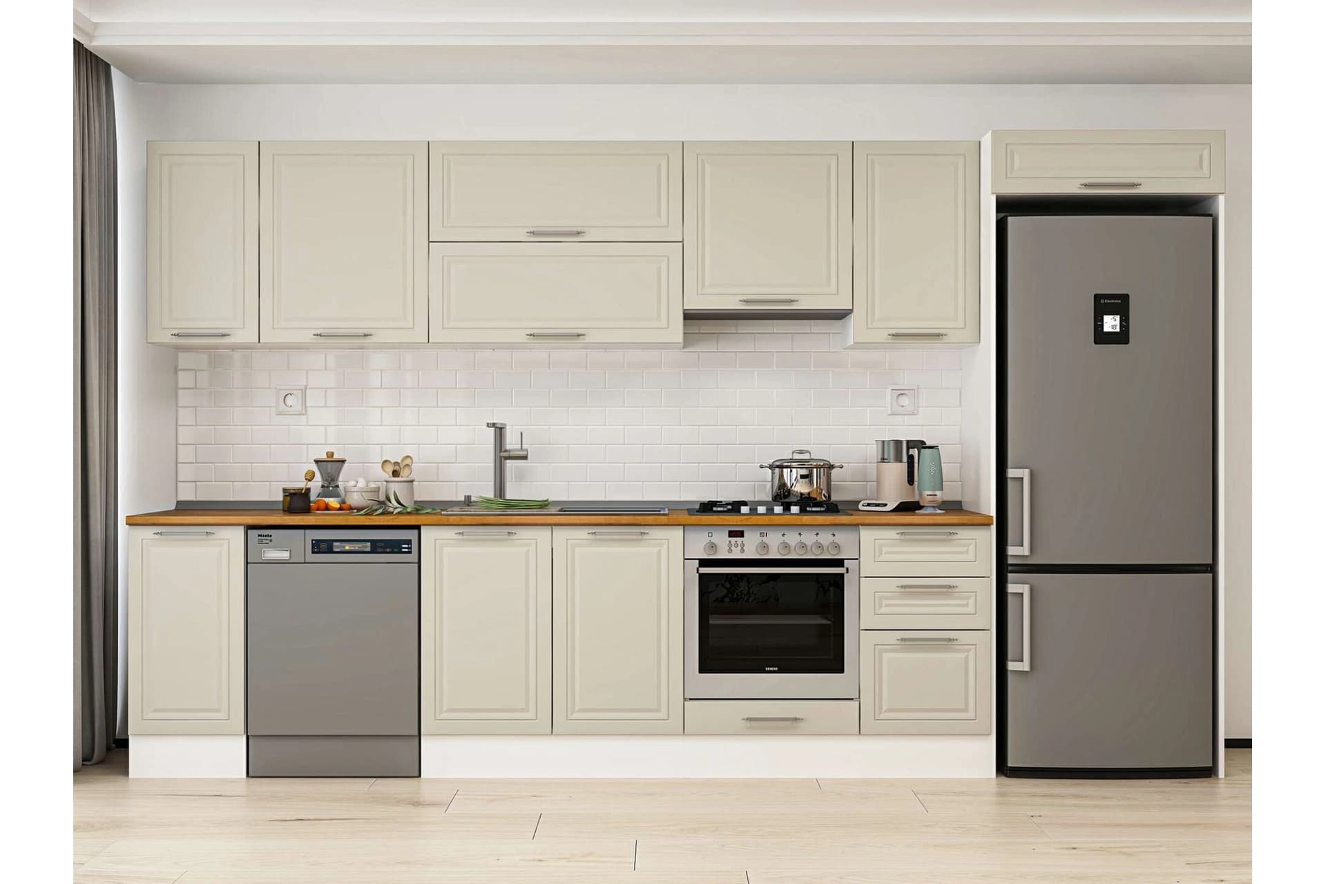 ALVİNKA 365X222 CM KLASİK MEBRAN MUTFAK DOLABI, MB E80S40S45 1 MEBRAN KUMTAŞI SUNTALAM