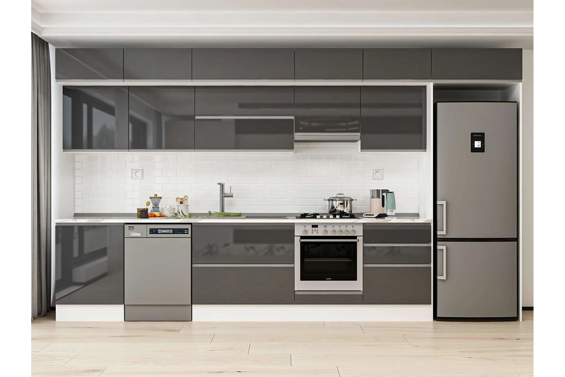 ALVİNKA 400X240 CM MUTFAK DOLABI, MB E80S60S60 1 ANTRASİT SUNTALAM
