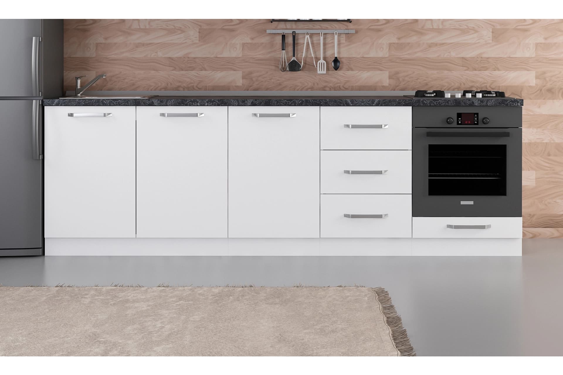 MİNAR 260 CM MUTFAK DOLABI BEYAZ 260-B6-ALT MODÜL
