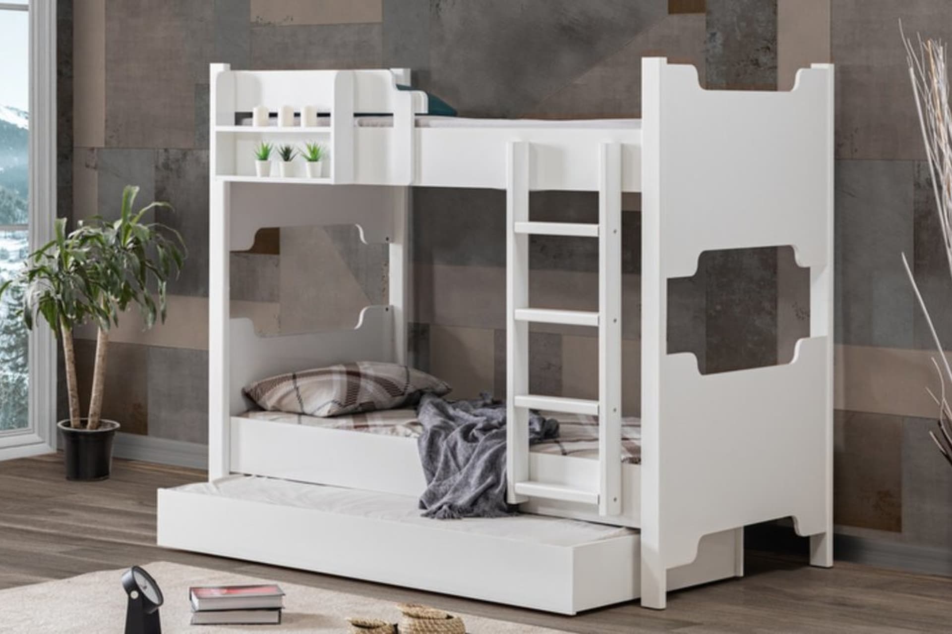 AVRASYA AYRILABİLİR YAVRULU RANZA, BEYAZ, 90X200