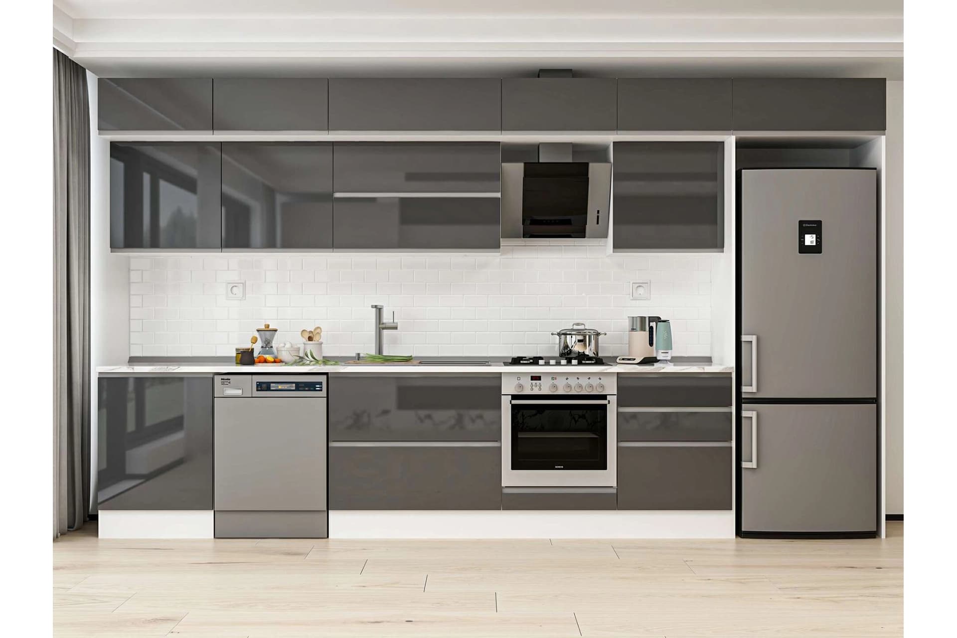 ALVİNKA 410X240 CM MUTFAK DOLABI, MB E90S60S60 2 ANTRASİT SUNTALAM