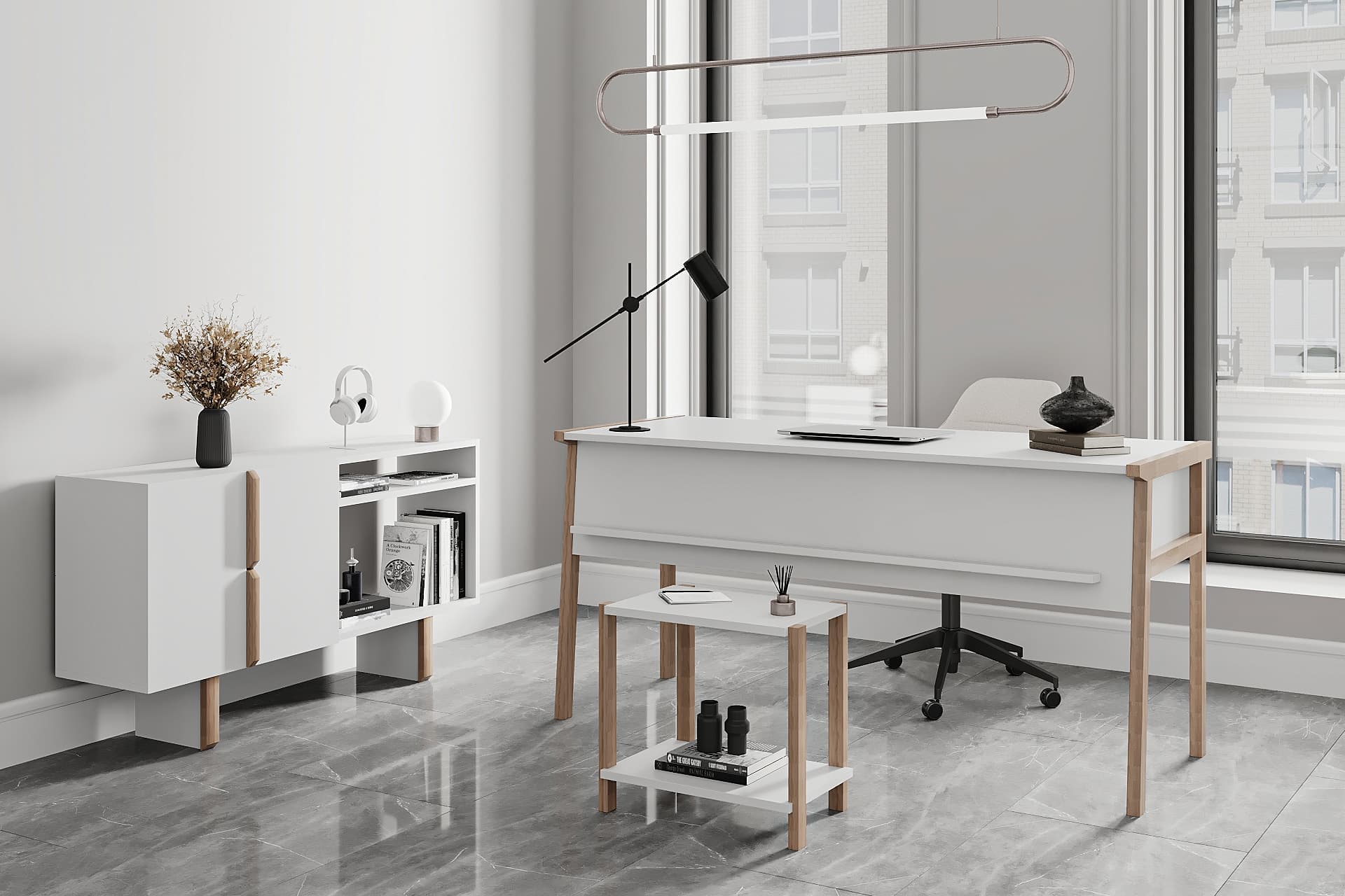 LAGOMOOD ZENİTH OFİS TAKIMI BEYAZ MEŞE