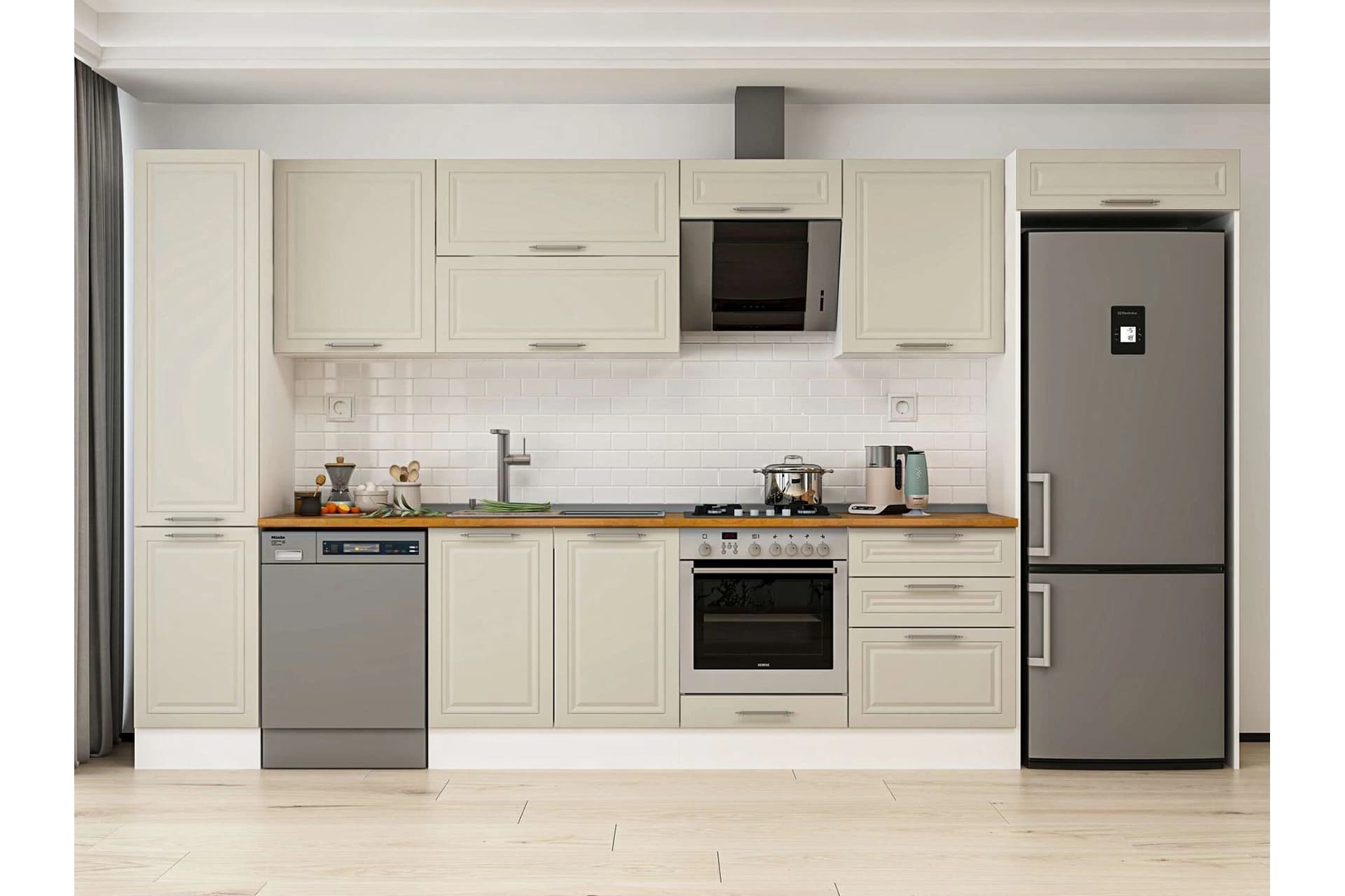 ALVİNKA 385X222 CM KLASİK MEBRAN MUTFAK DOLABI, MBB E80B45S60 2 MEBRAN KUMTAŞI SUNTALAM