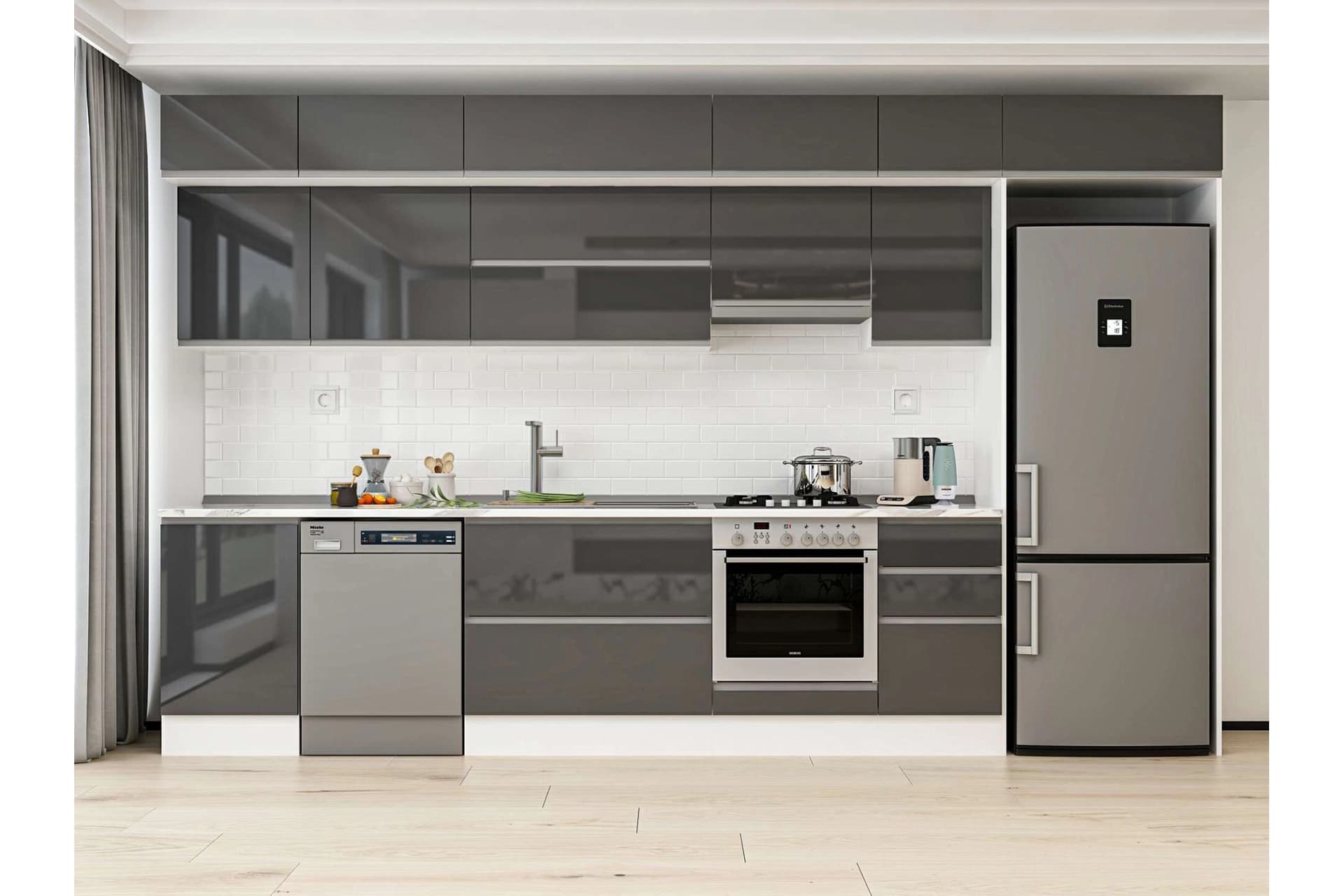 ALVİNKA 385X240 CM MUTFAK DOLABI, MB E90S50S45 1 ANTRASİT SUNTALAM