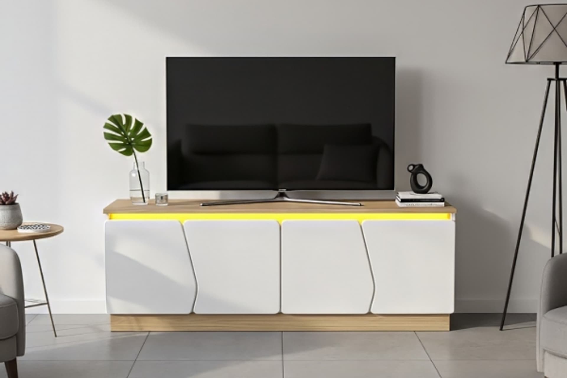 BOHEM TV ÜNİTESİ MDF KAPAK LED IŞIKLI TV ÜNİTESİ, 150 CM