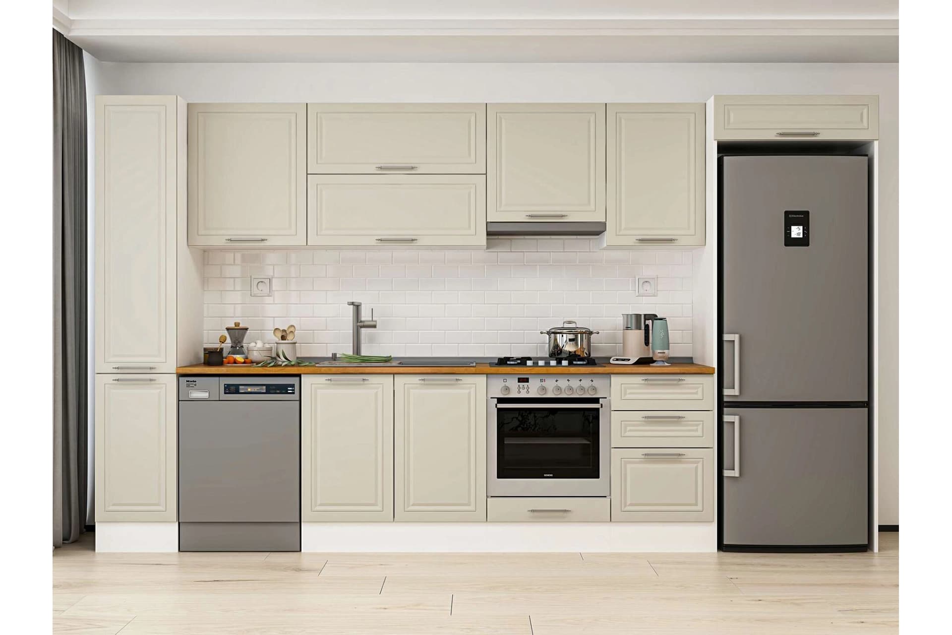 ALVİNKA 370X222 CM KLASİK MEBRAN MUTFAK DOLABI, MBB E80B40S50 1 MEBRAN KUMTAŞI SUNTALAM