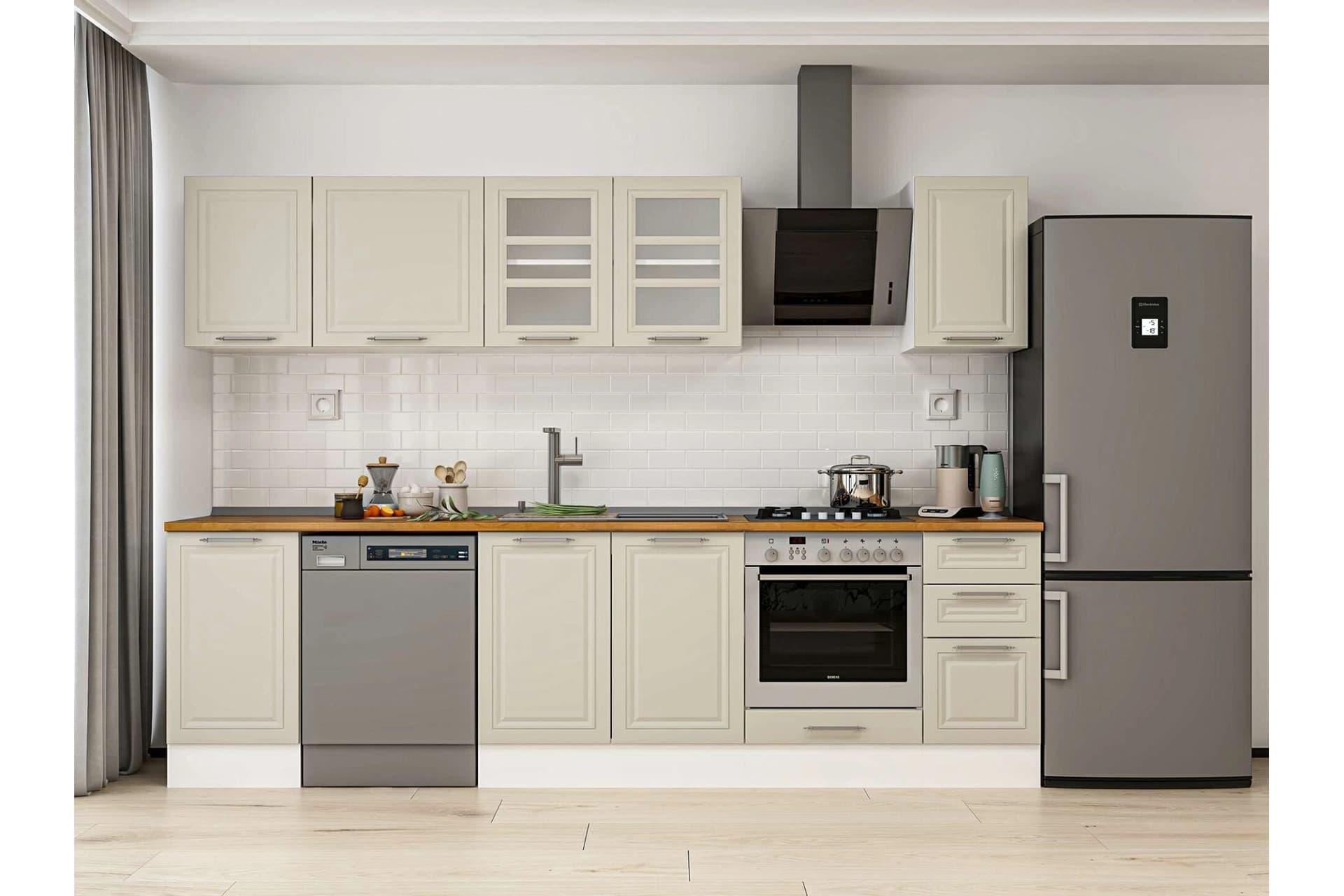 ALVİNKA 285X210 CM KLASİK MEBRAN MUTFAK DOLABI, M E80S45S40 3 MEBRAN KUMTAŞI SUNTALAM