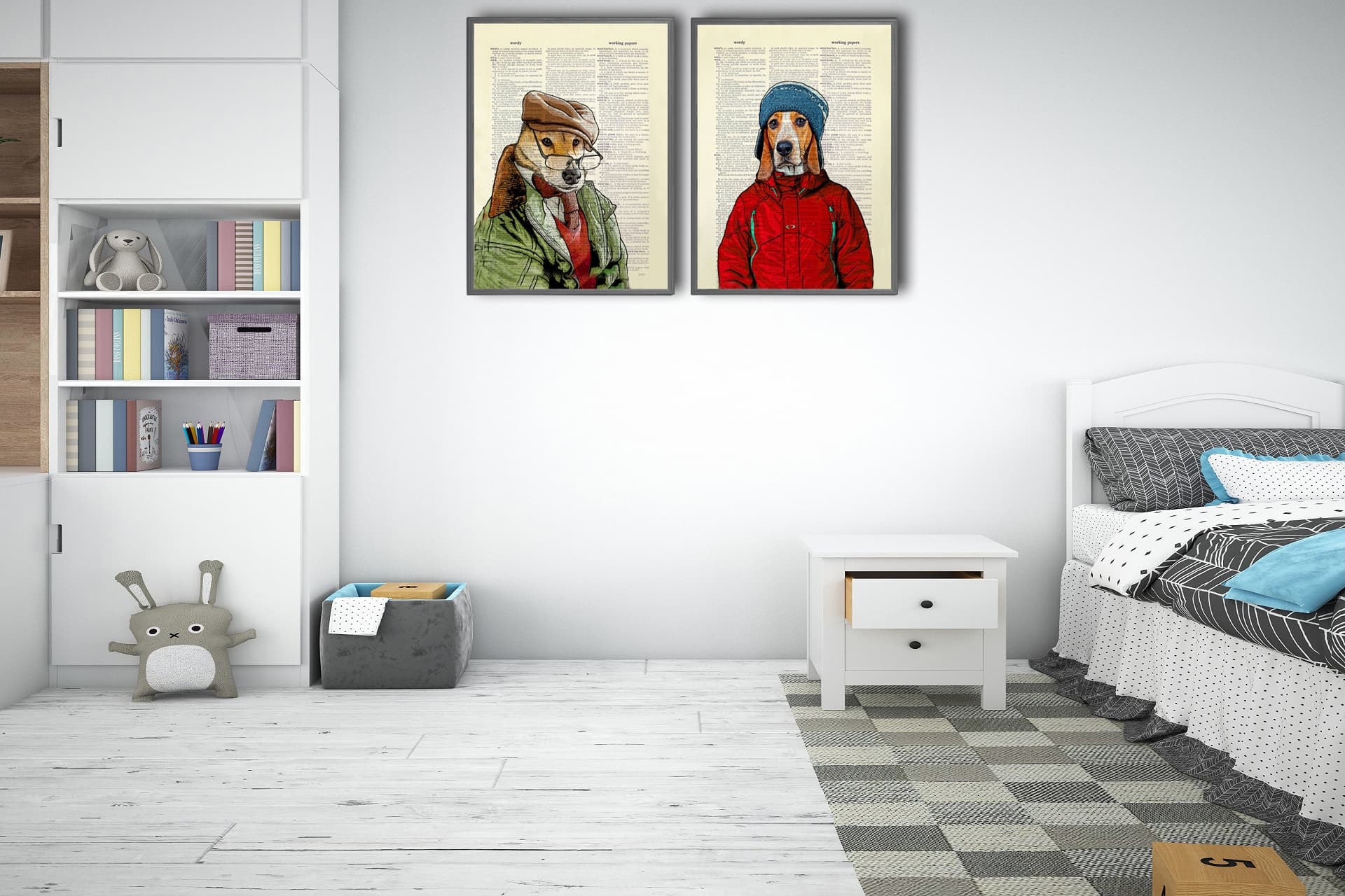SEVİMLİ KEDİ KÖPEK TABLO SETİ, 35X50, 2