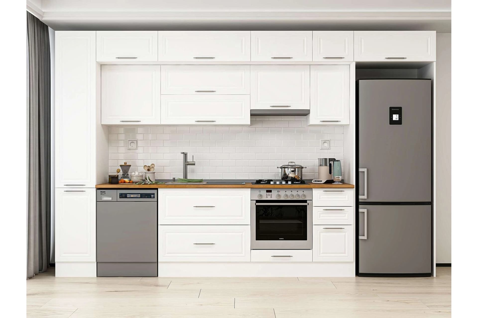 ALVİNKA 360X240 CM KLASİK MEBRAN MUTFAK DOLABI, MBB E80B40S40 1 MEBRAN BEYAZ SUNTALAM