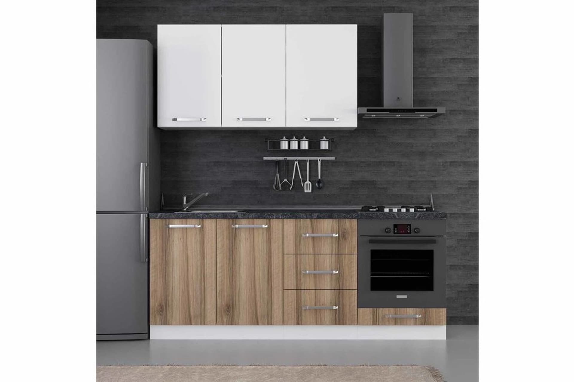 MİNAR 200 CM MUTFAK DOLABI BEYAZ DORE 200 D3