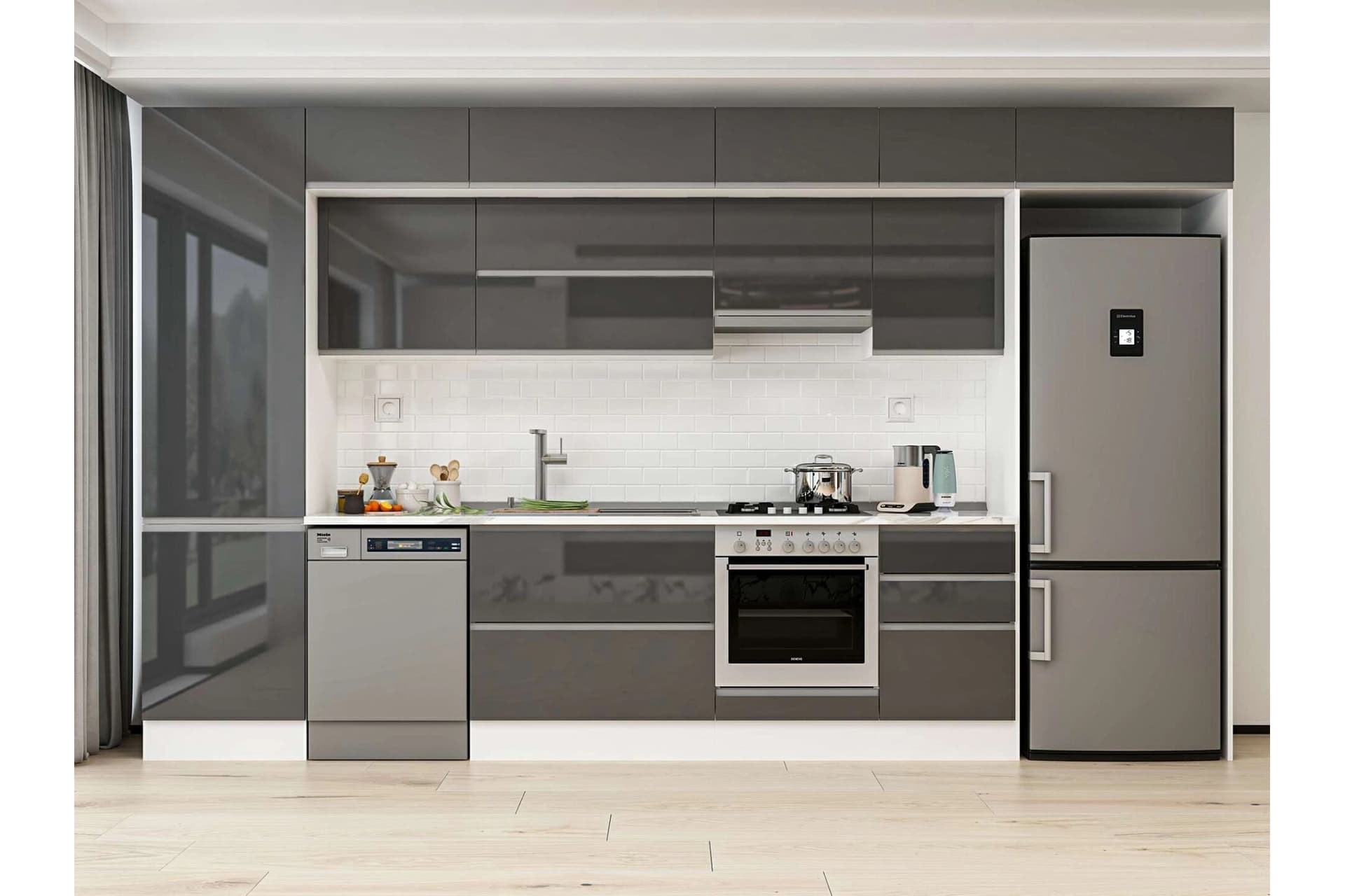 ALVİNKA 400X240 CM MUTFAK DOLABI, MBB E90B60S50 1 ANTRASİT SUNTALAM