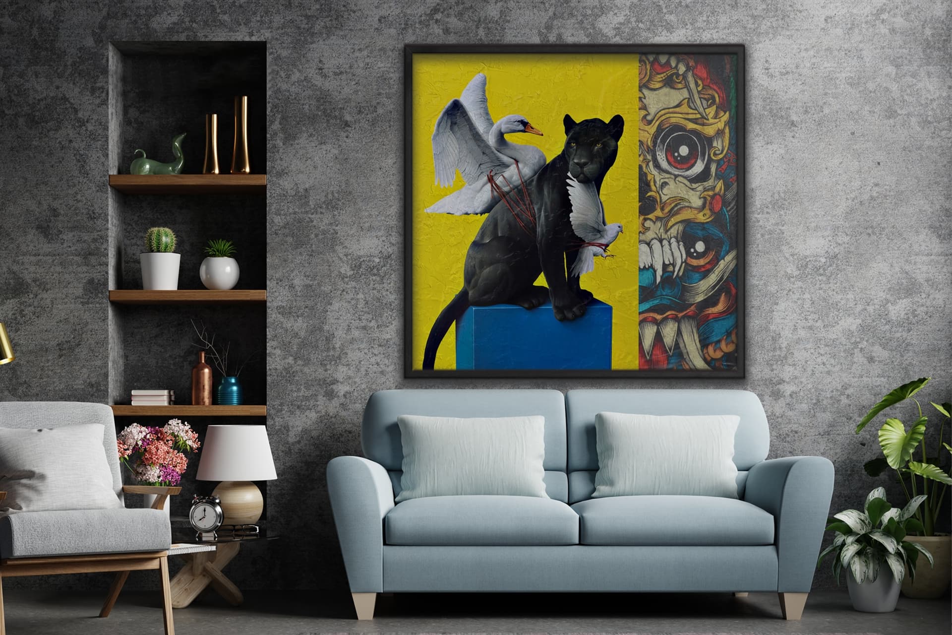 AHŞAP YAĞLI BOYA DOKULU TABLO, LEOPAR