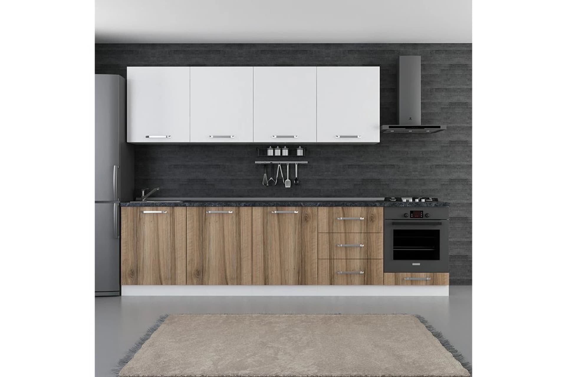 MİNAR BADE MUTFAK DOLABI 300-D10, BEYAZ DORE
