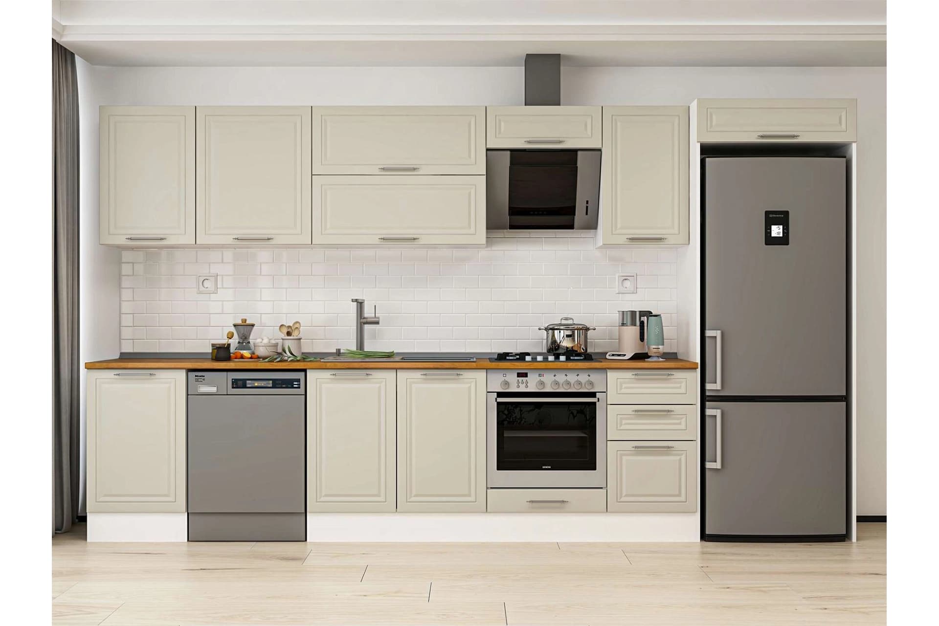 ALVİNKA 375X222 CM KLASİK MEBRAN MUTFAK DOLABI, MB E80S50S45 2 MEBRAN KUMTAŞI SUNTALAM