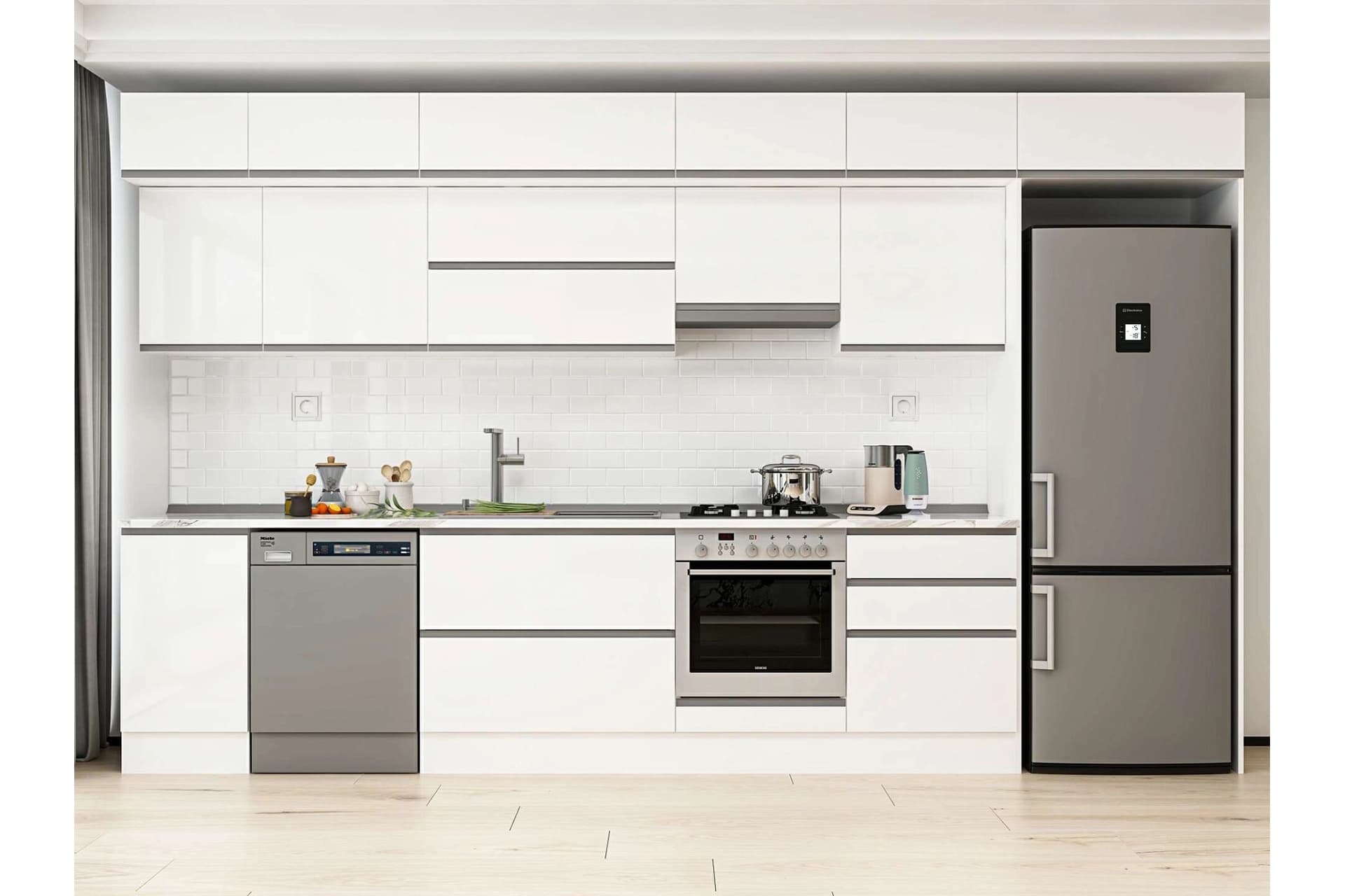 ALVİNKA 385X240 CM MUTFAK DOLABI, MB E80S45S60 1 BEYAZ SUNTALAM