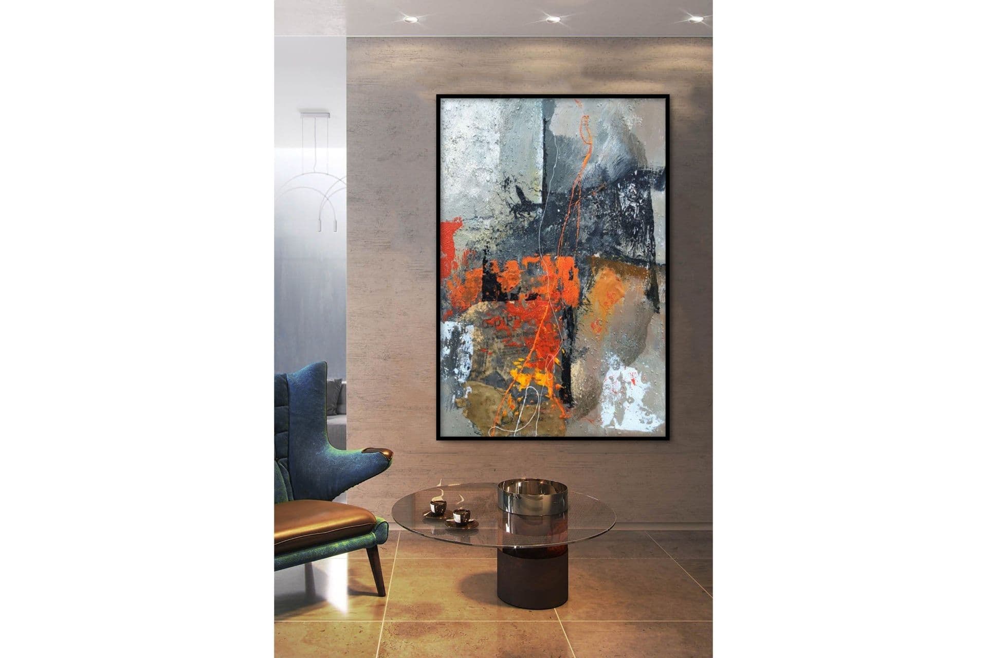 SOYUT ÇERÇEVELİ YAĞLI BOYA DOKULU TABLO, YD2115, 60X90