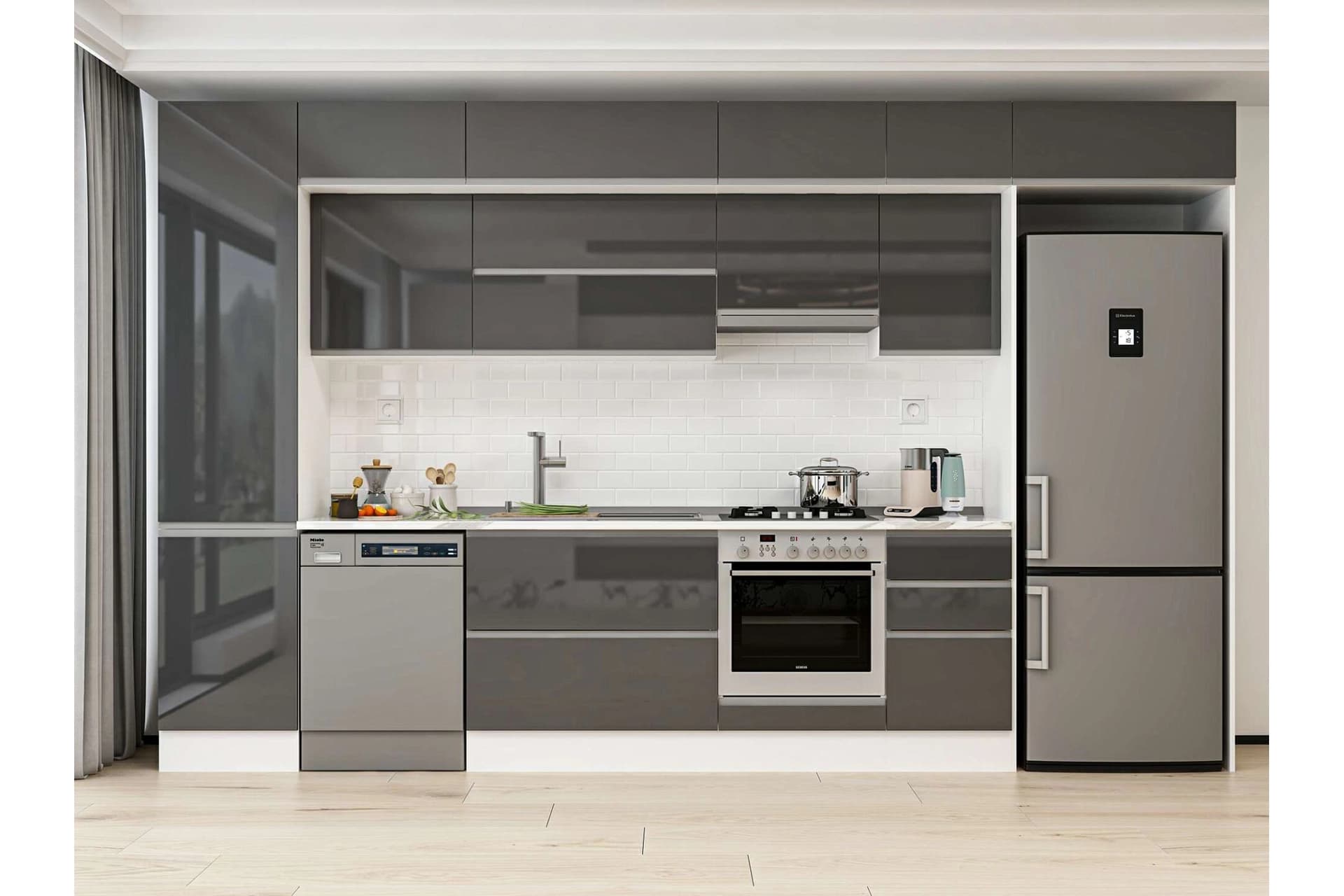 ALVİNKA 375X240 CM MUTFAK DOLABI, MBB E80B50S45 1 ANTRASİT SUNTALAM