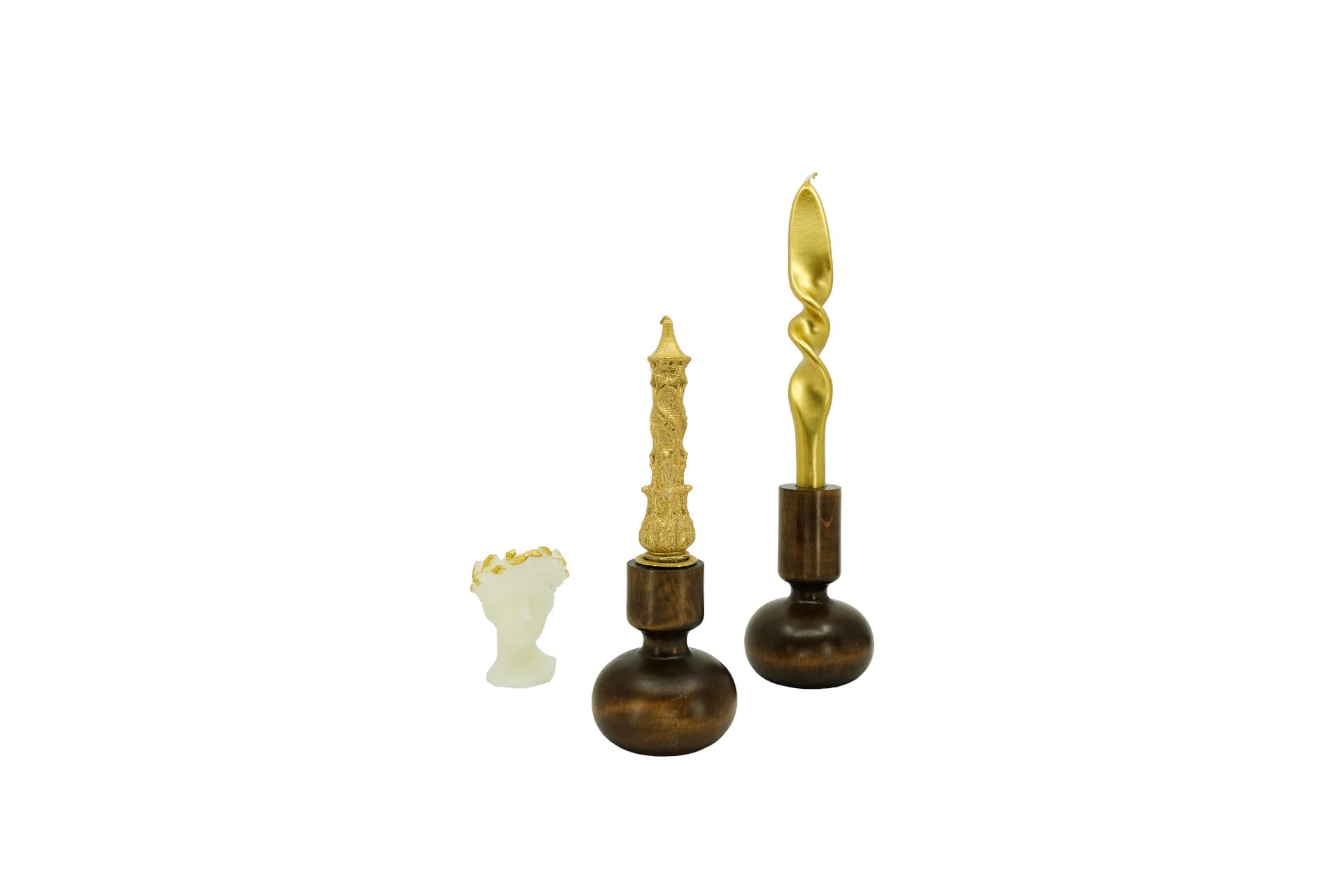 MASSELLO DESIGN GINGILLO İKİLİ AHŞAP MUMLUK, CEVİZ