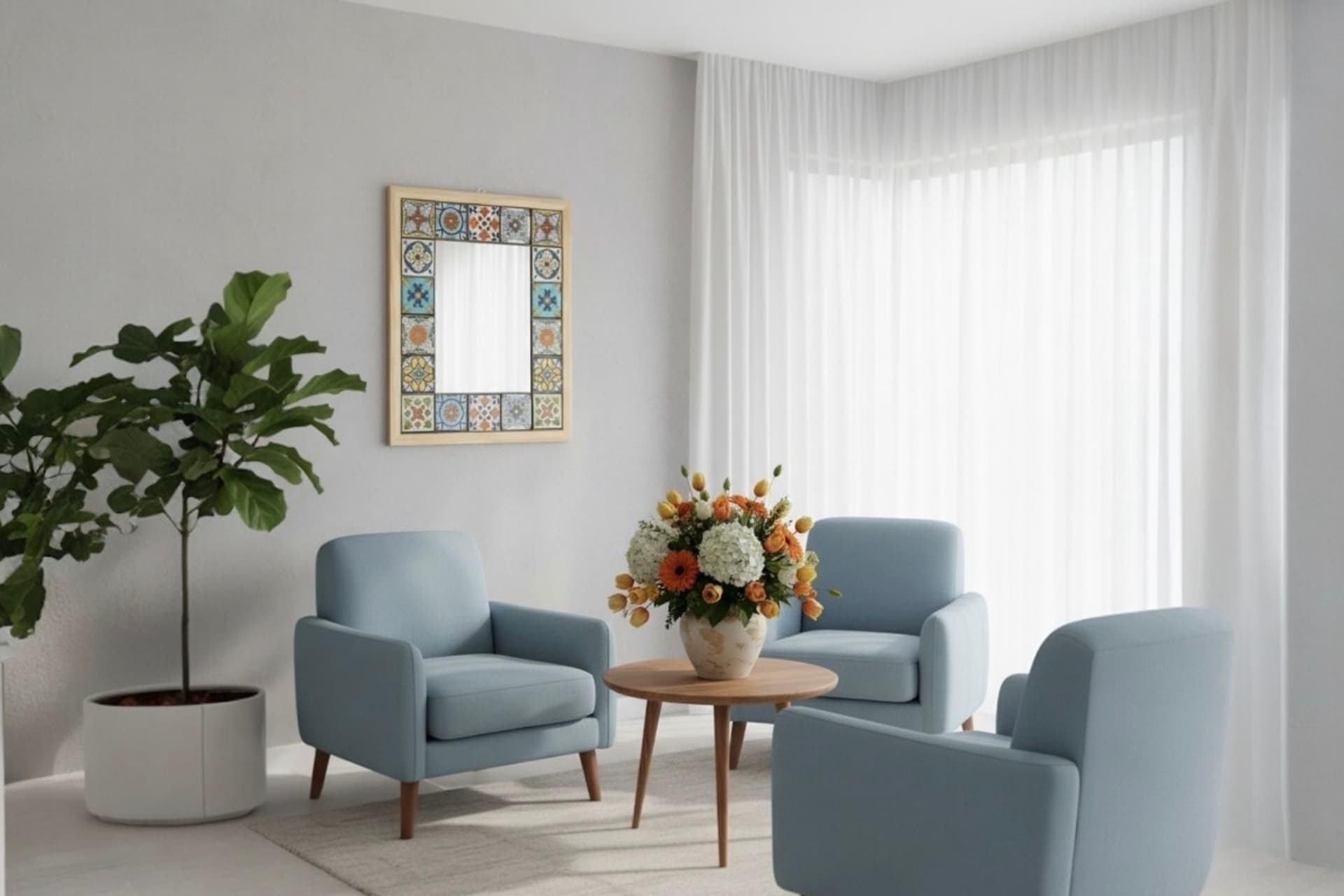 PERLA EL YAPIMI MASİF AHŞAP AYNA