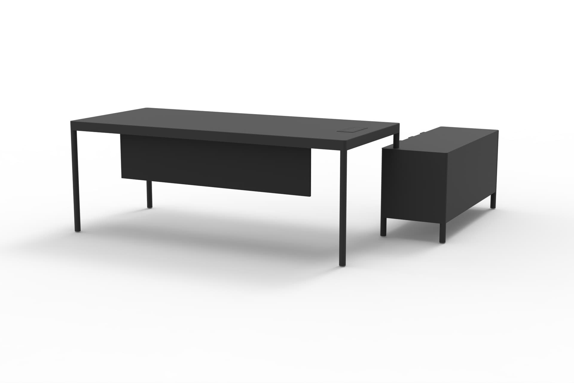 LESS ETAJERLİ OFİS MASASI, SİYAH, 200 CM