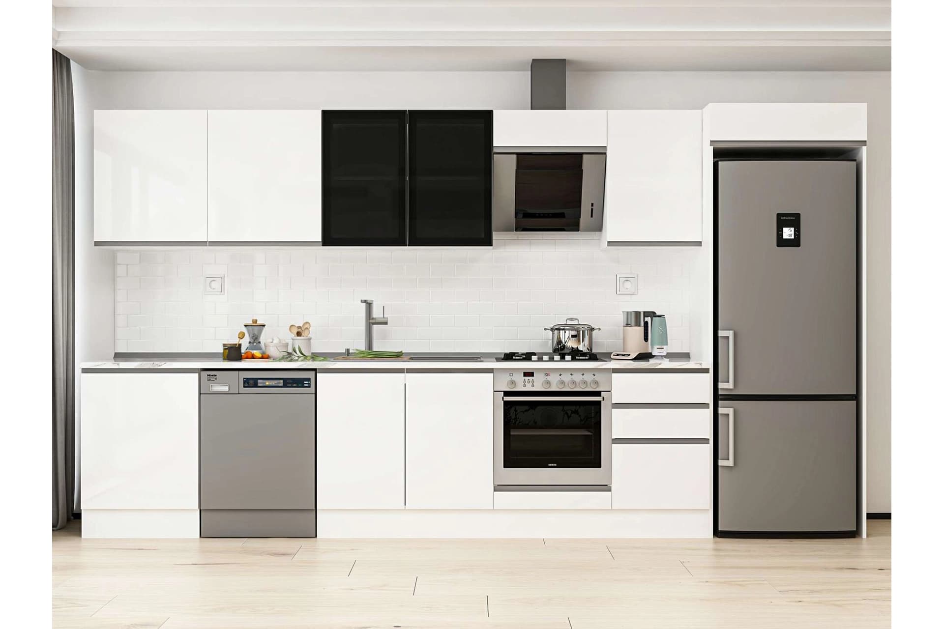ALVİNKA 400X222 CM MUTFAK DOLABI, MB E90S60S50 3 BEYAZ SUNTALAM