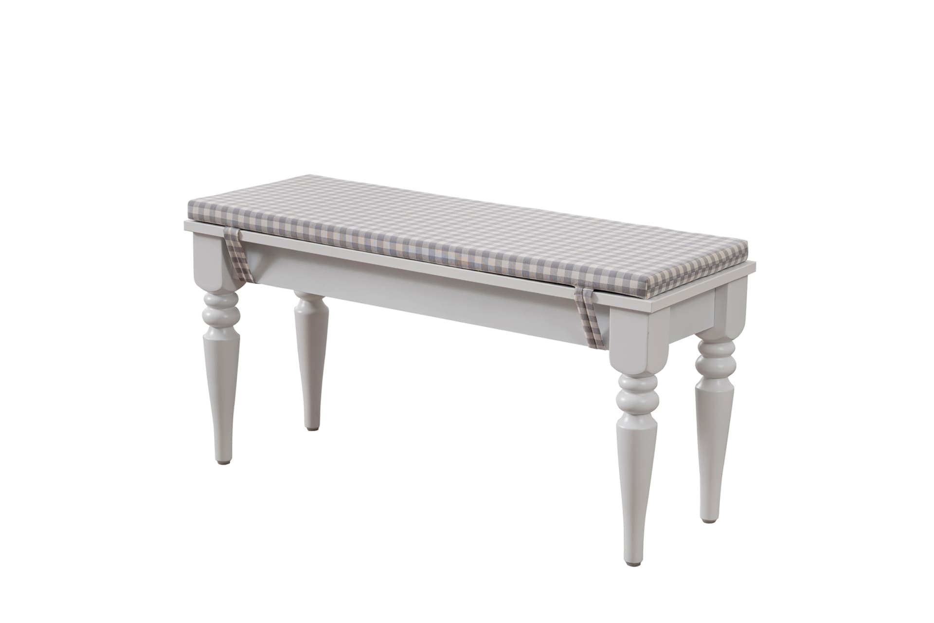 VENEDİK BENCH, BEYAZ ÜST, GRİ PÖTİKARE, 85 CM