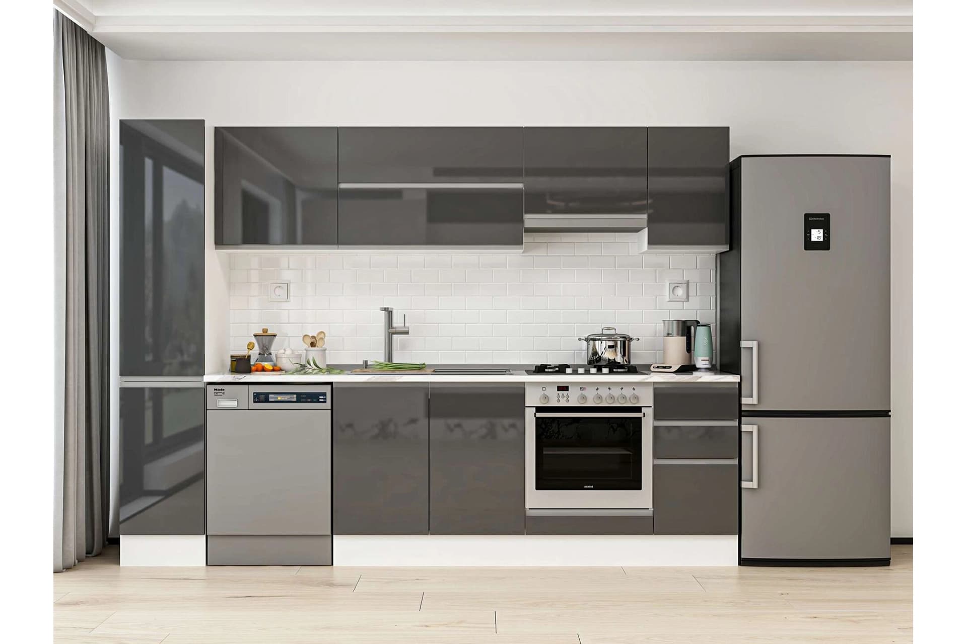 ALVİNKA 280X210 CM MUTFAK DOLABI, MB E80B40S40 1 ANTRASİT SUNTALAM