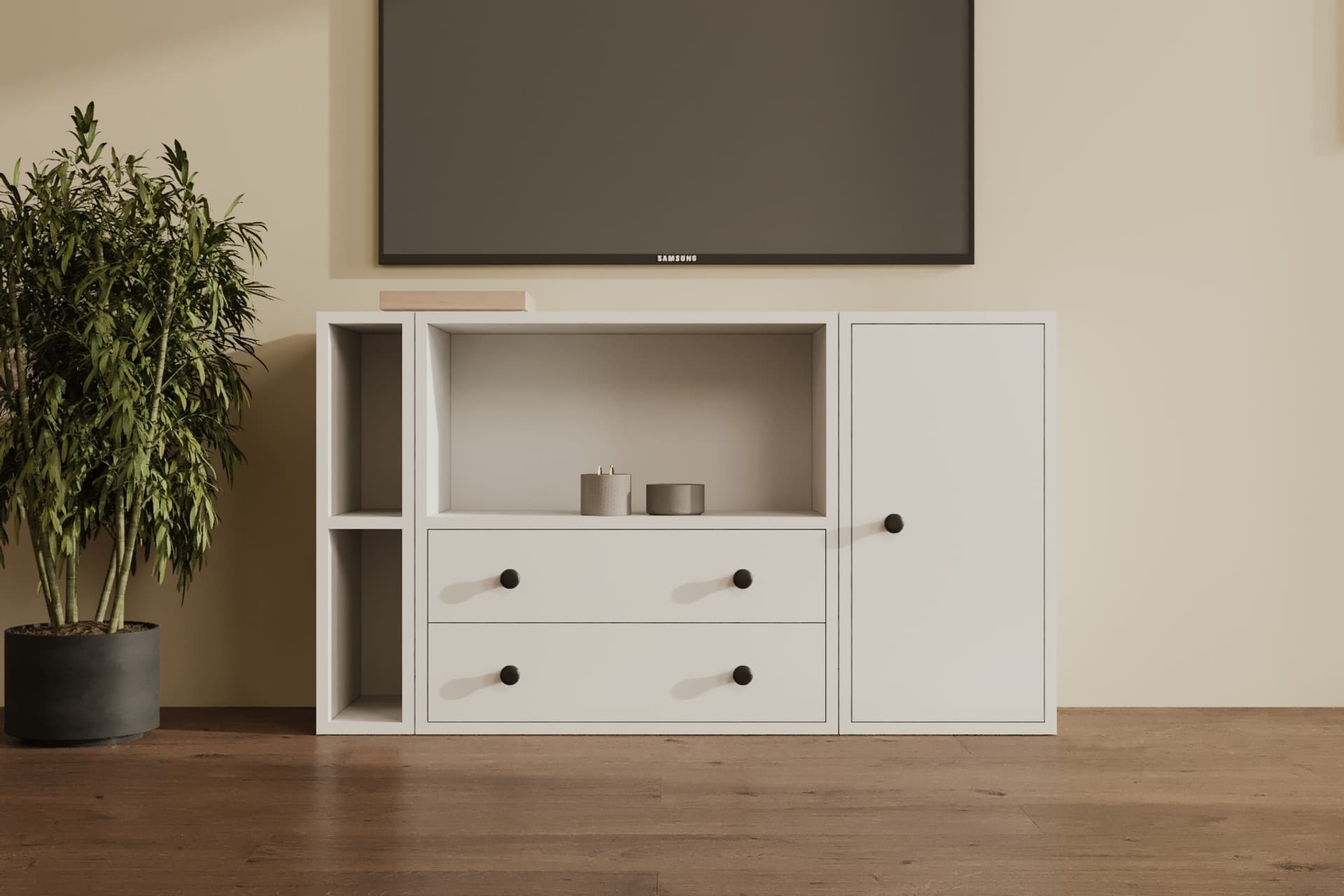 LERON MİLANO ŞIK VE MODERN 2 ÇEKMECE 1 KAPAKLI ÇOK AMAÇLI TV ÜNİTESİ