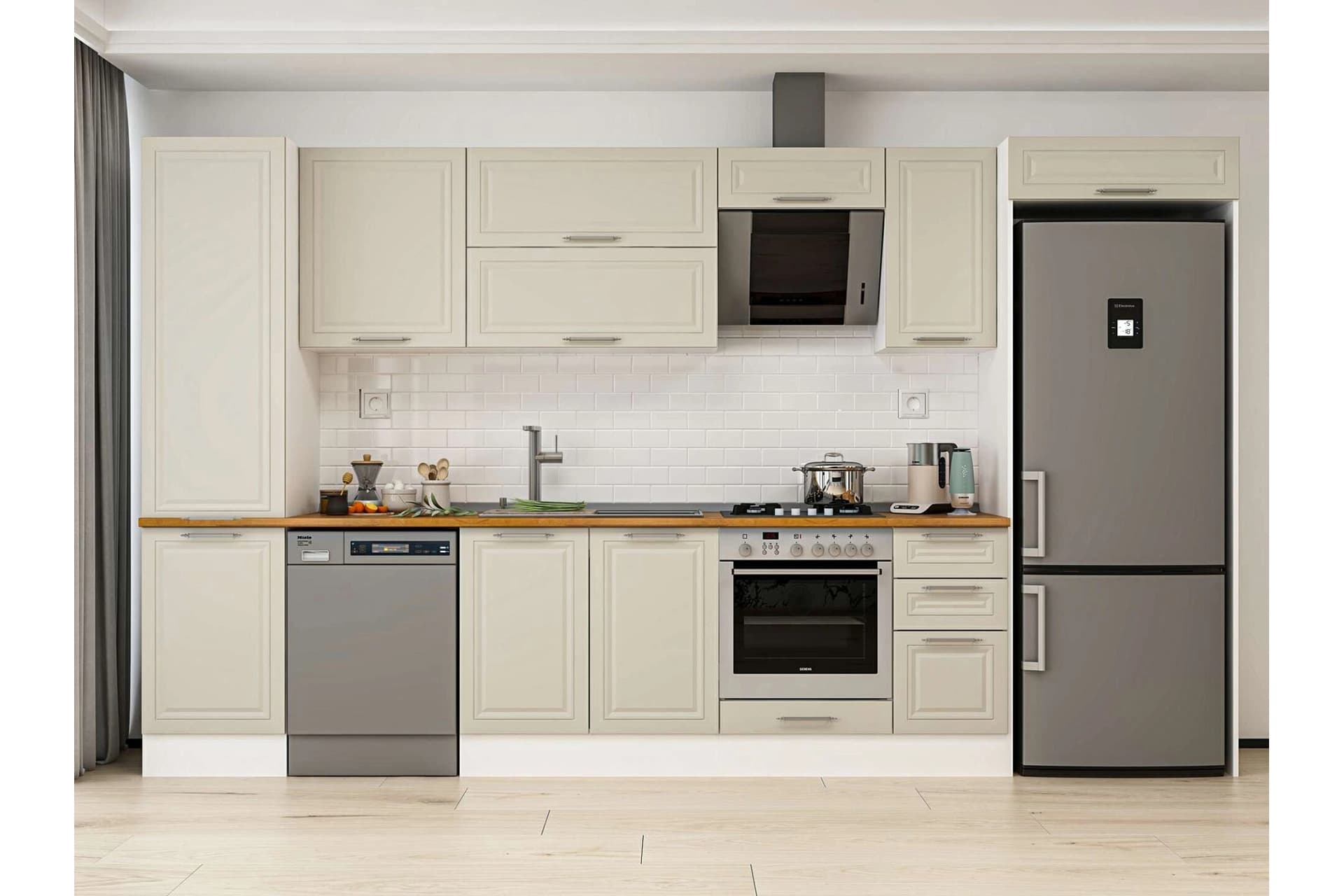 ALVİNKA 380X222 CM KLASİK MEBRAN MUTFAK DOLABI, MBB E90B50S40 2 MEBRAN KUMTAŞI SUNTALAM